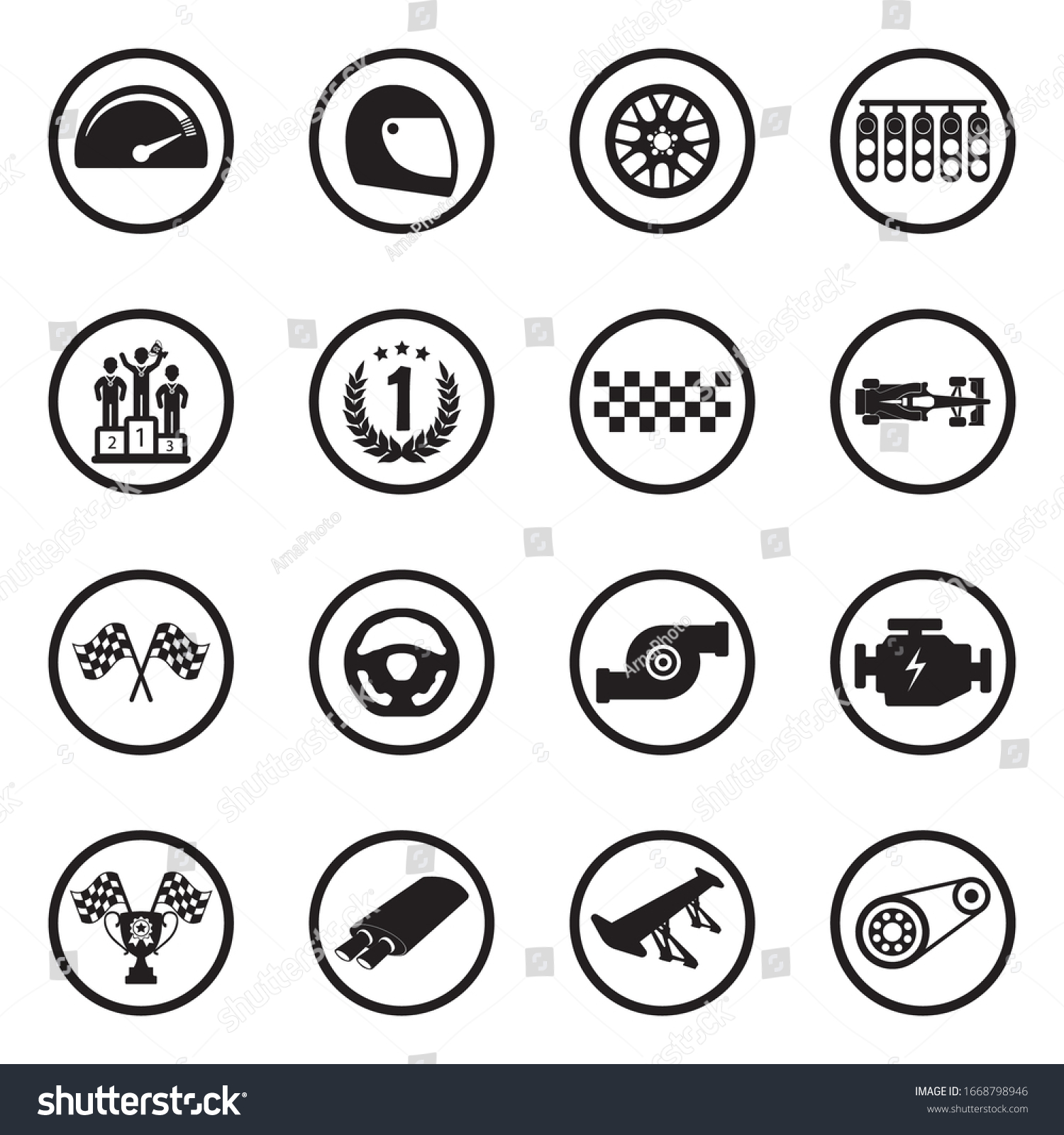 Racing Icons Black Flat Design Circle Stock Vector (Royalty Free ...