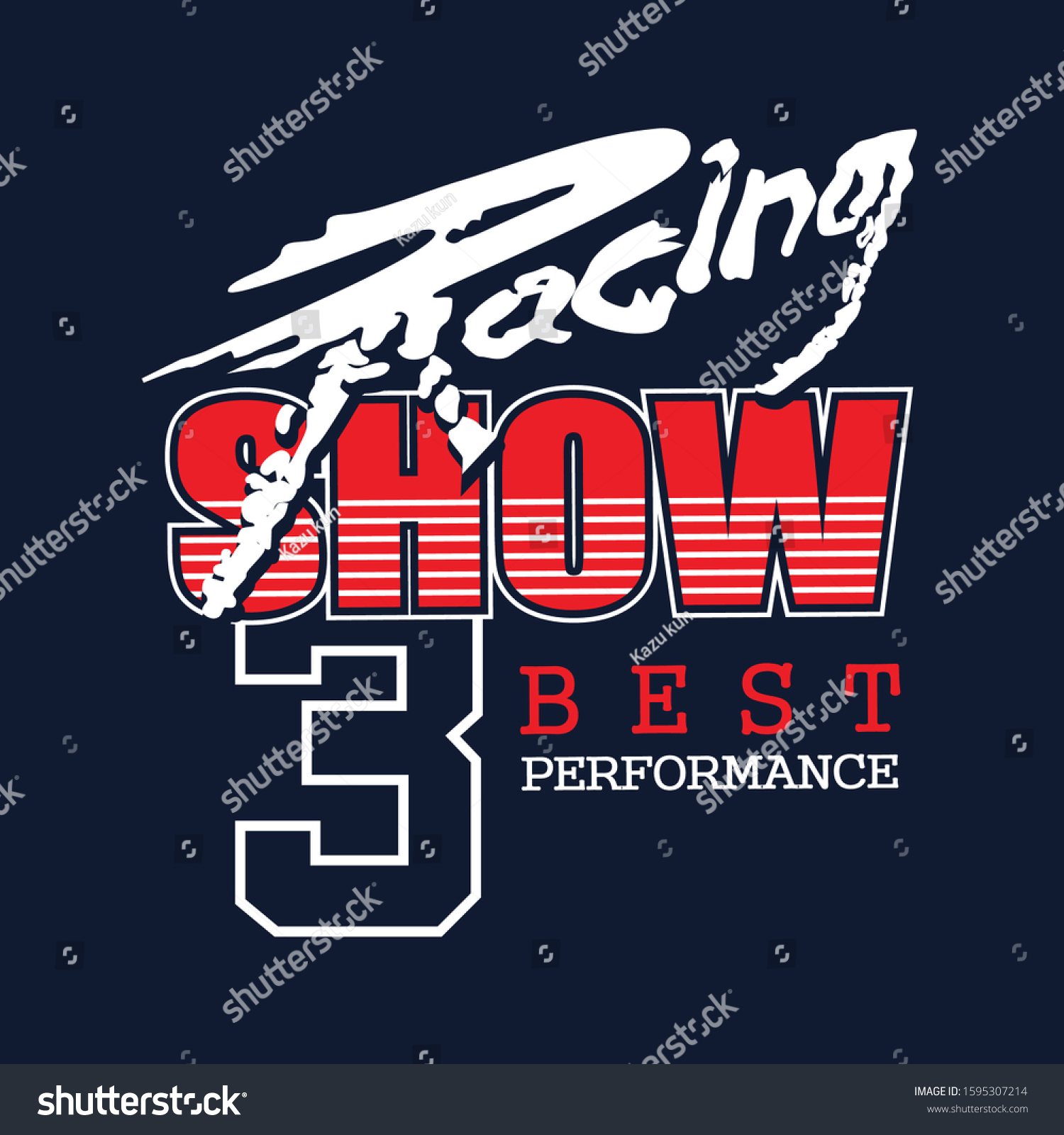 Racing Show Best Performance Typography Tshirt Stock Vector Royalty Free