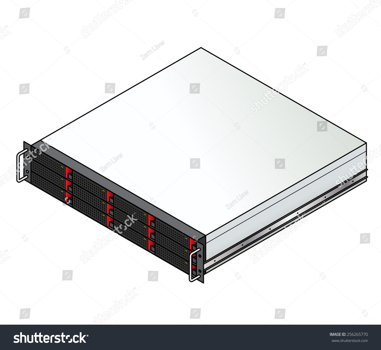 SVG of Rack-mount server component: a 2u storage / NAS (Network Attached Storage)  enclosure with 12 storage units installed. svg