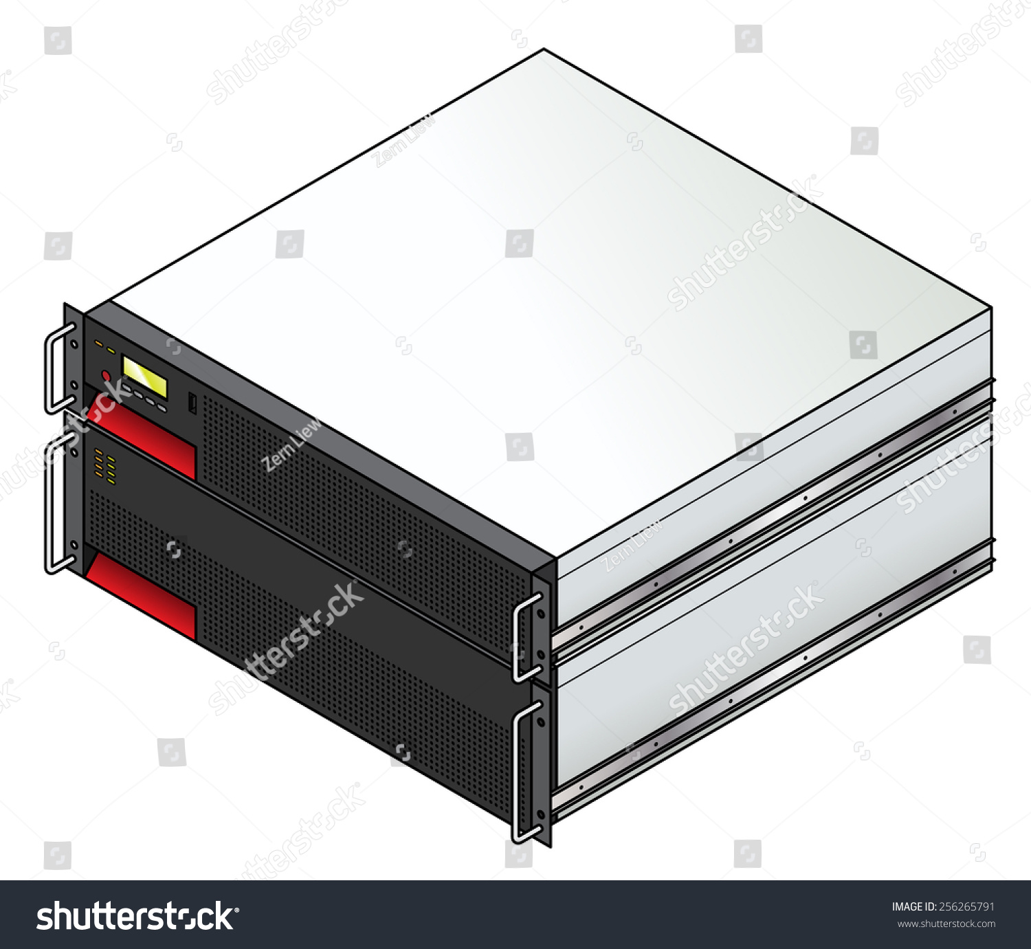 SVG of Rack-mount server components: a 2u UPS (uninterruptible power supply ) controller unit with a 3u battery unit. svg