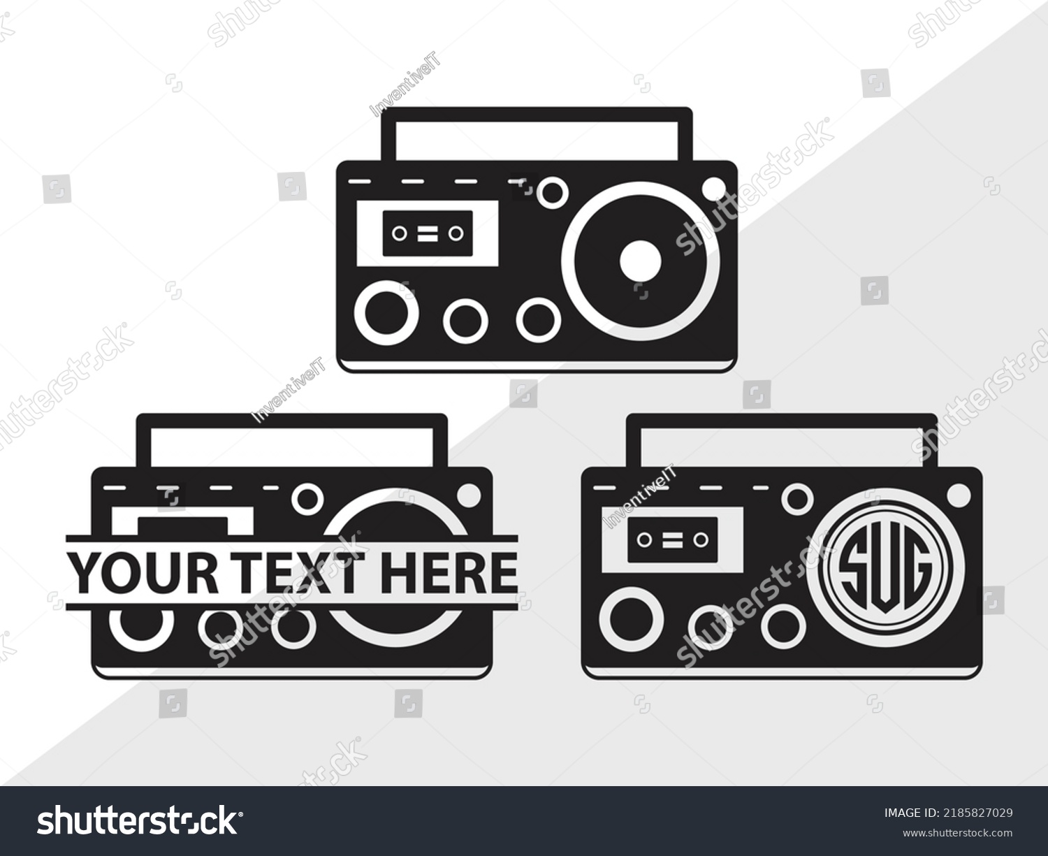 SVG of Radio Boombox Monogram SVG Printable Vector Illustration svg