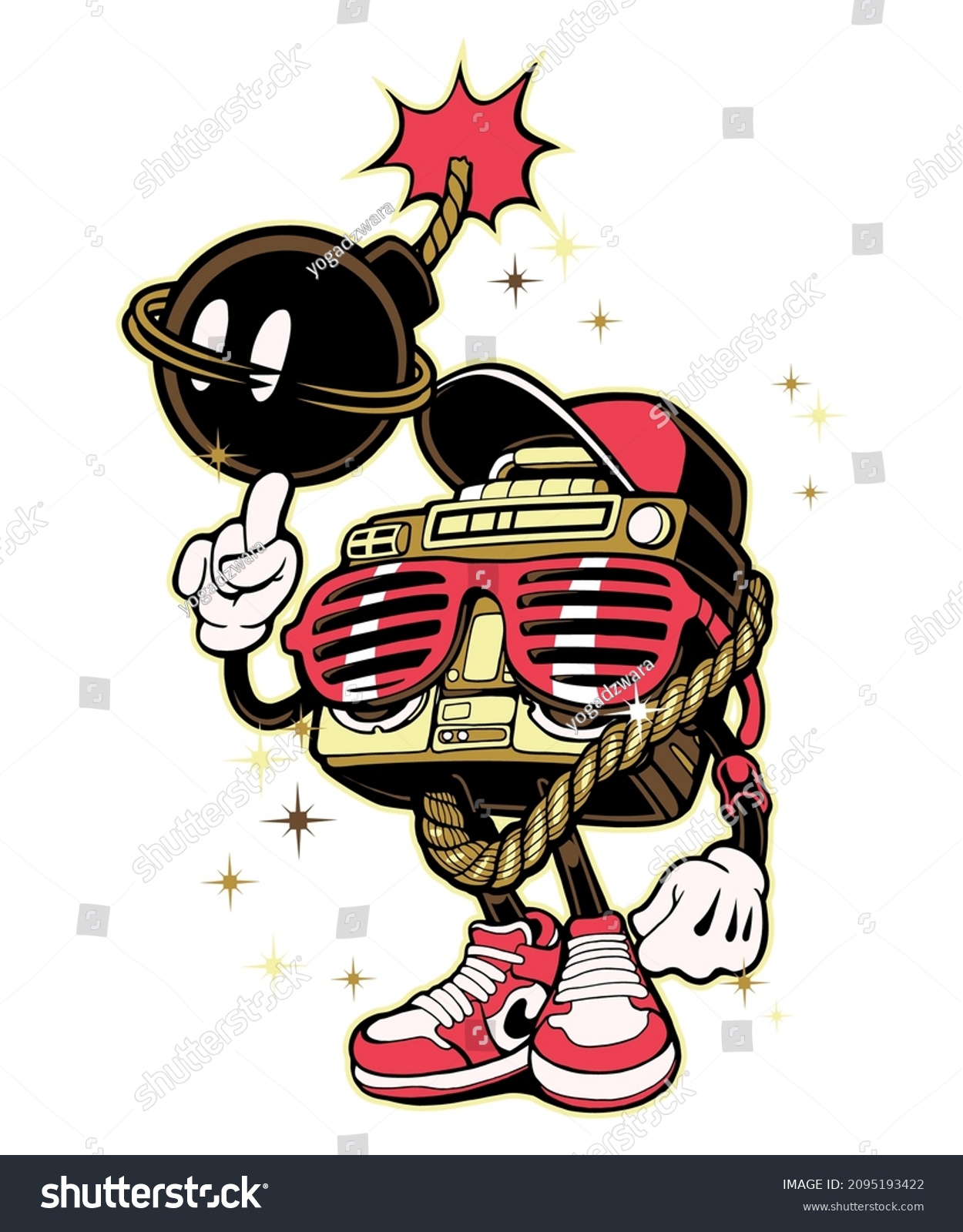 Radio Character Holding Bomb Isolated On Stock Vector (Royalty Free ...