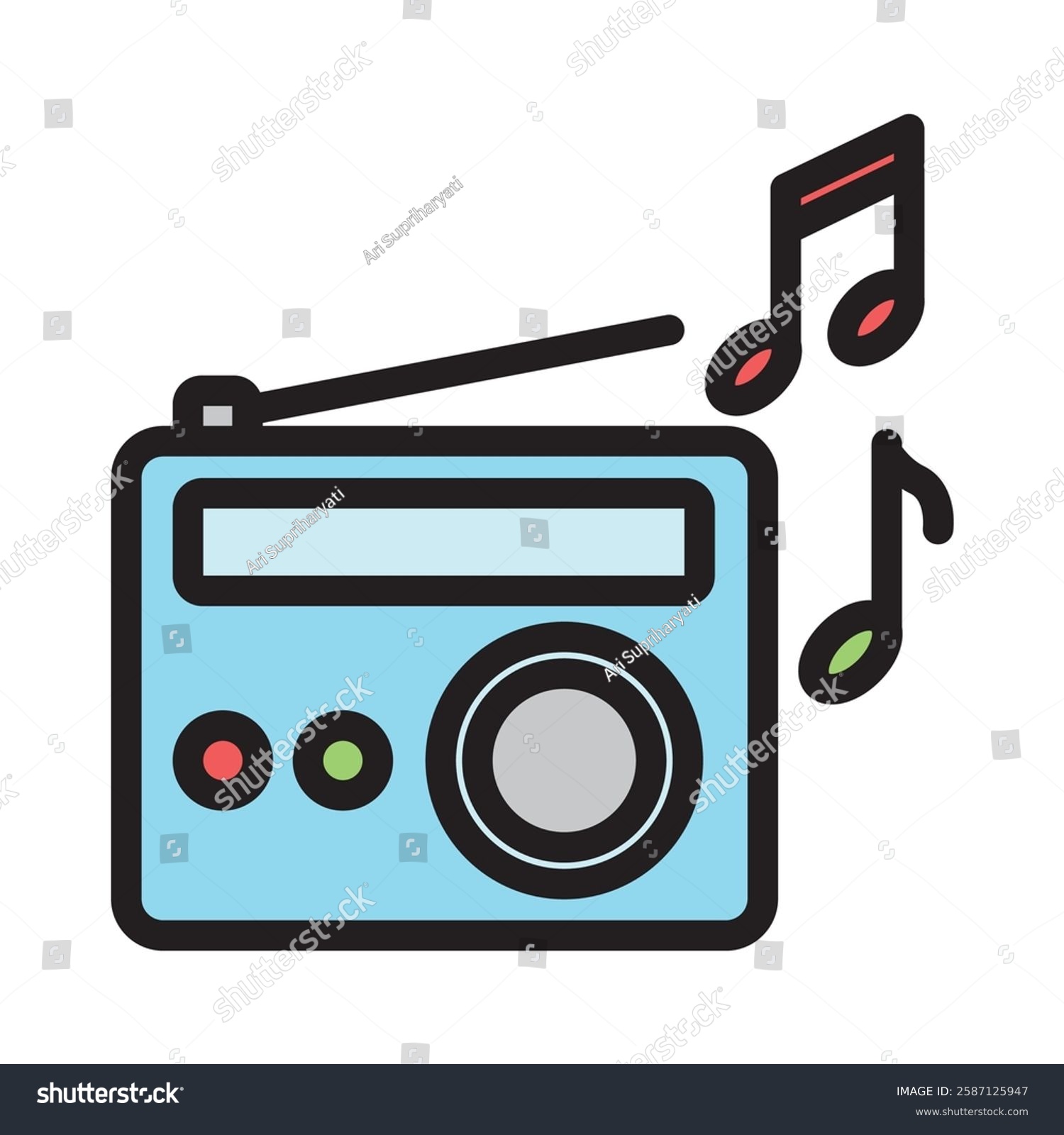 recommend clip art: Radio outline color, mini illustration icon. use for modern concept, print, UI, UX kit, web and app development. Vector EPS 10, related to entertainment, festival, funfair and hobbies.