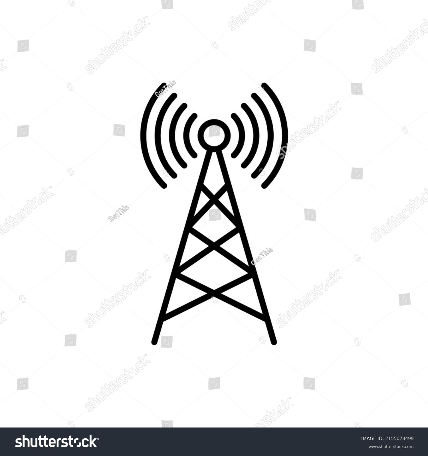 Radio Station Black Line Icon Communications Stock Vector (Royalty Free ...