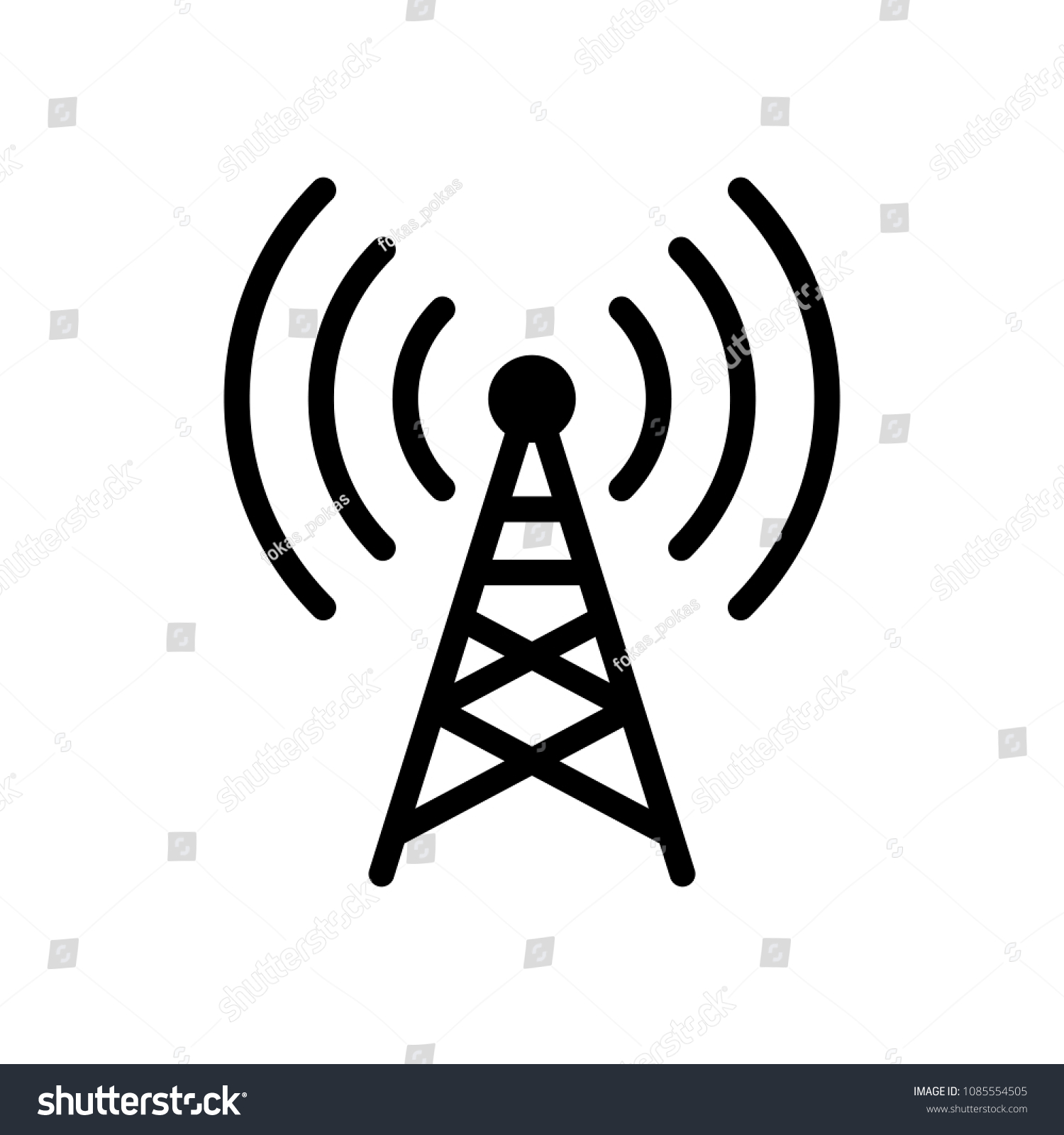 Radio Tower Icon Linear Style Stock Vector (Royalty Free) 1085554505 ...