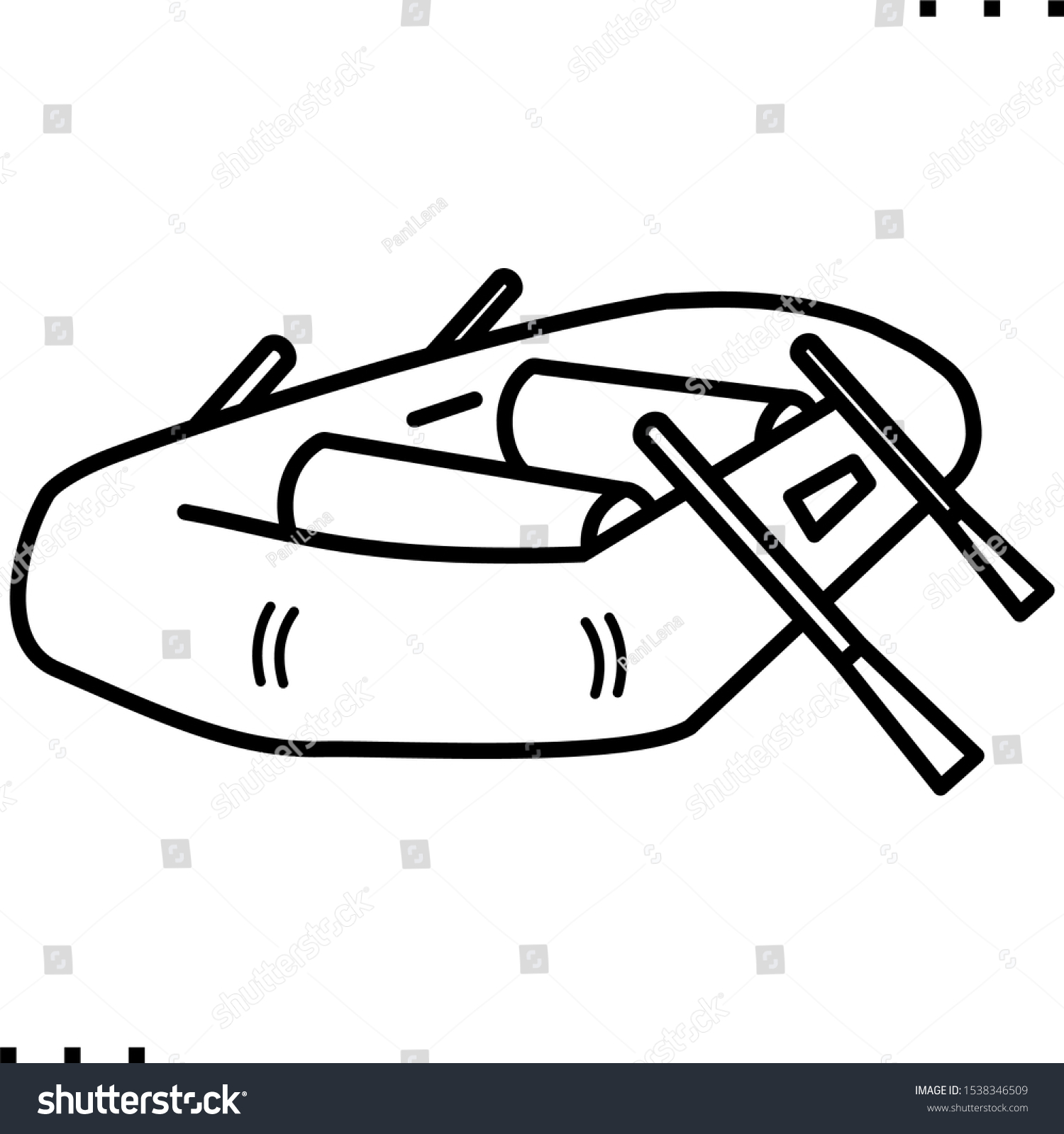 Rafting Boat Line Art Icon Black Stock Vector (Royalty Free) 1538346509 ...