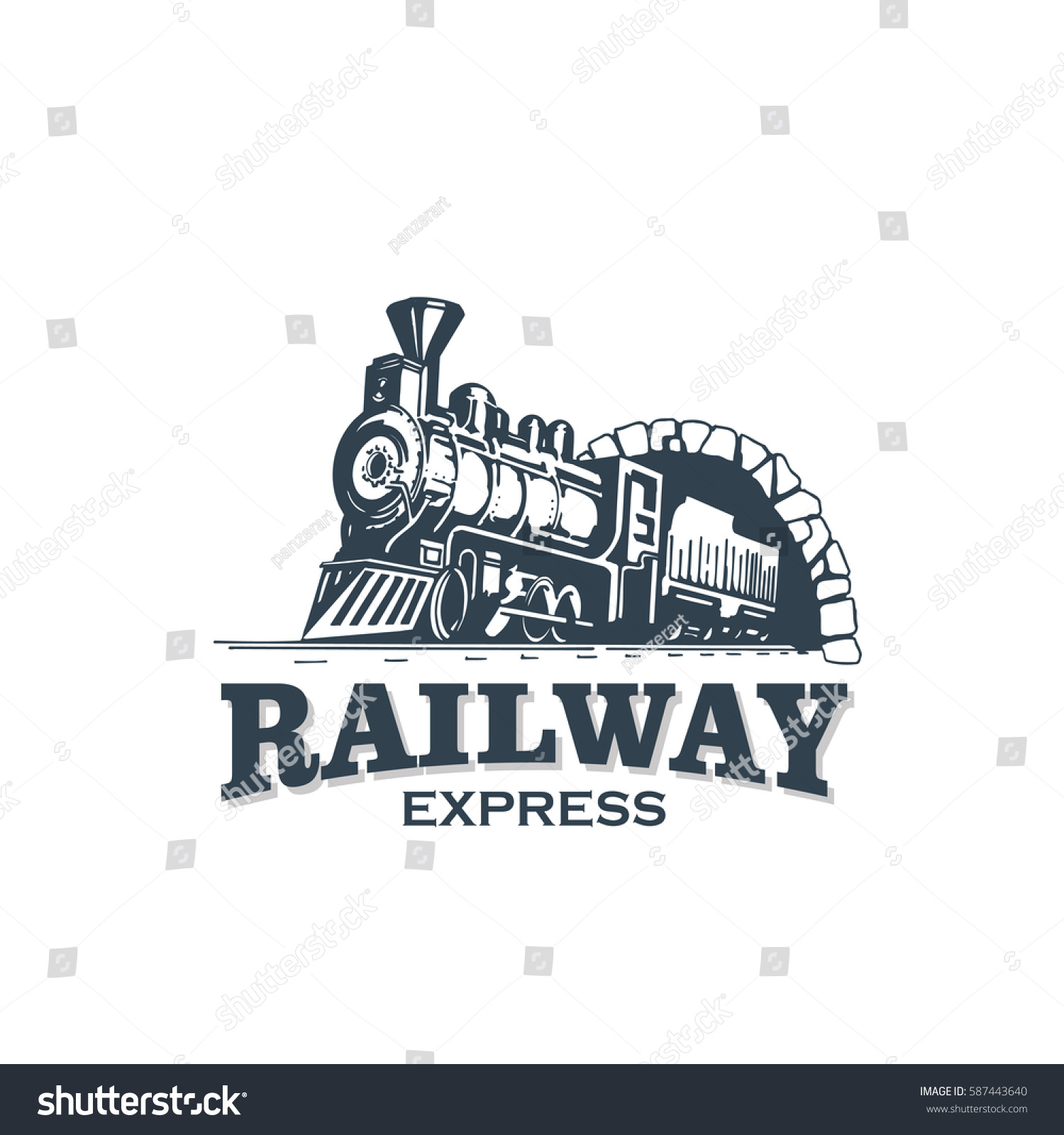 Railway Express Train Vintage Logo Stock Vector 587443640 - Shutterstock