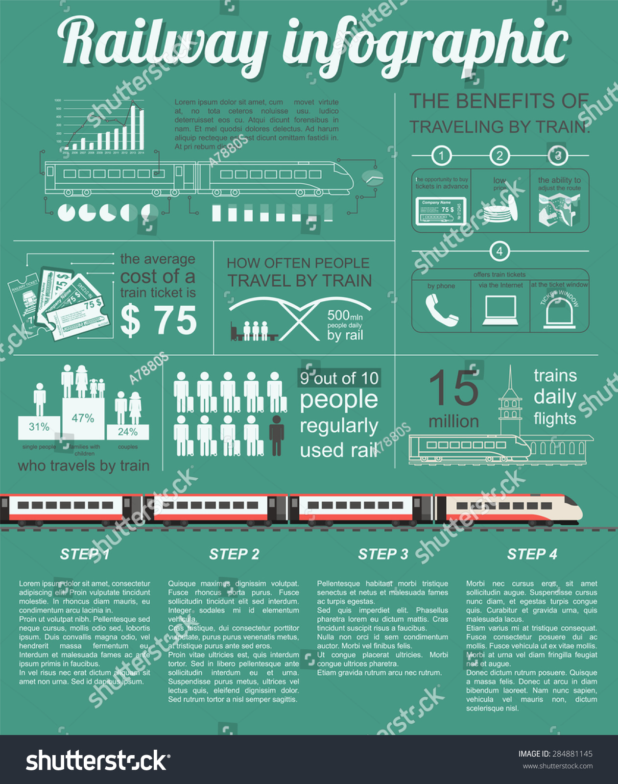 Railway Infographic Set Elements Creating Your Stock Vector (Royalty ...