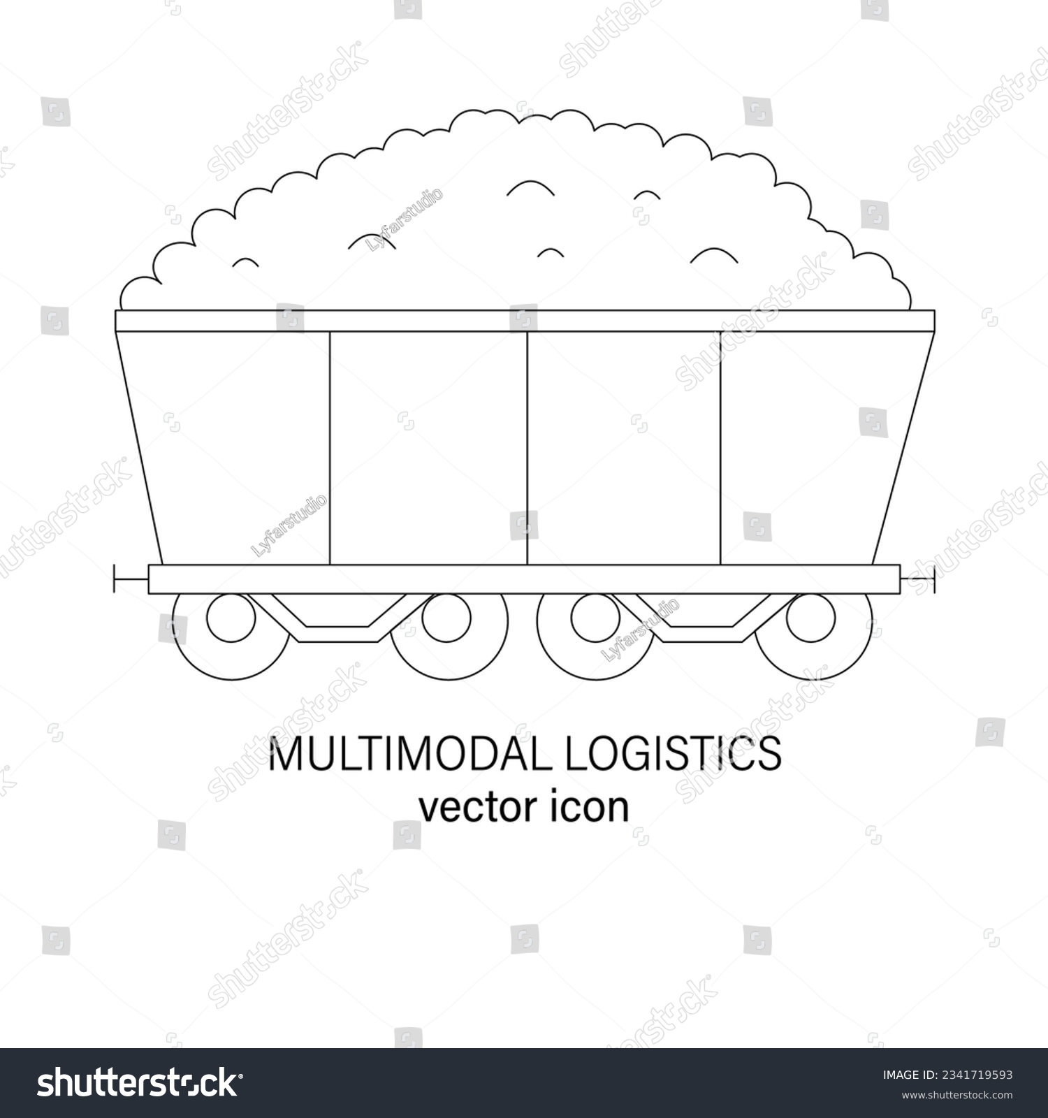 SVG of Railway or multimodal logistics line editable icon, vector pictogram of train. Illustration of open top wagon for bulk or loose wares transportation, rail freight transport, carriage of goods svg