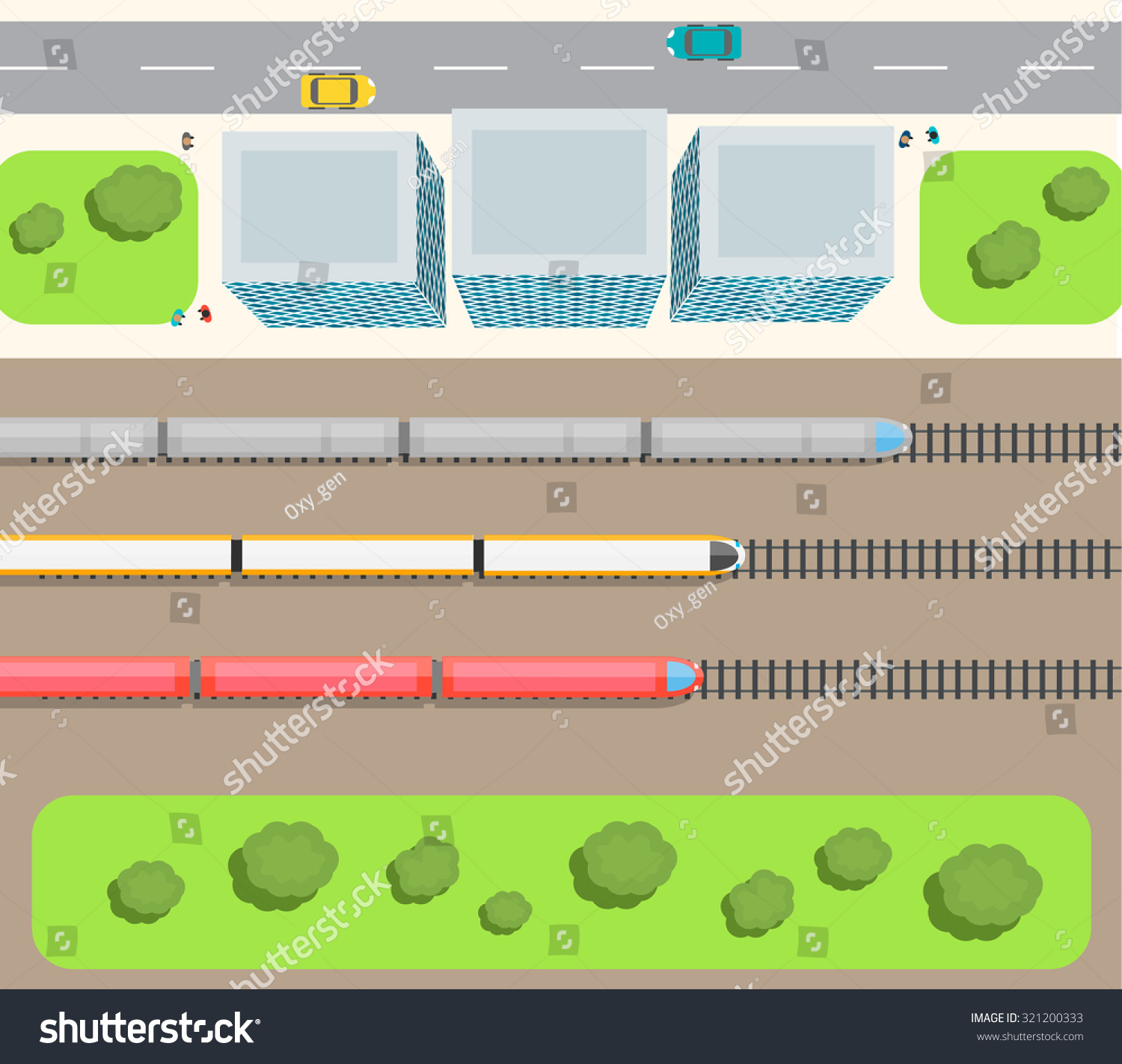 Railway Station Top View Trains Set Stock Vector 321200333 - Shutterstock