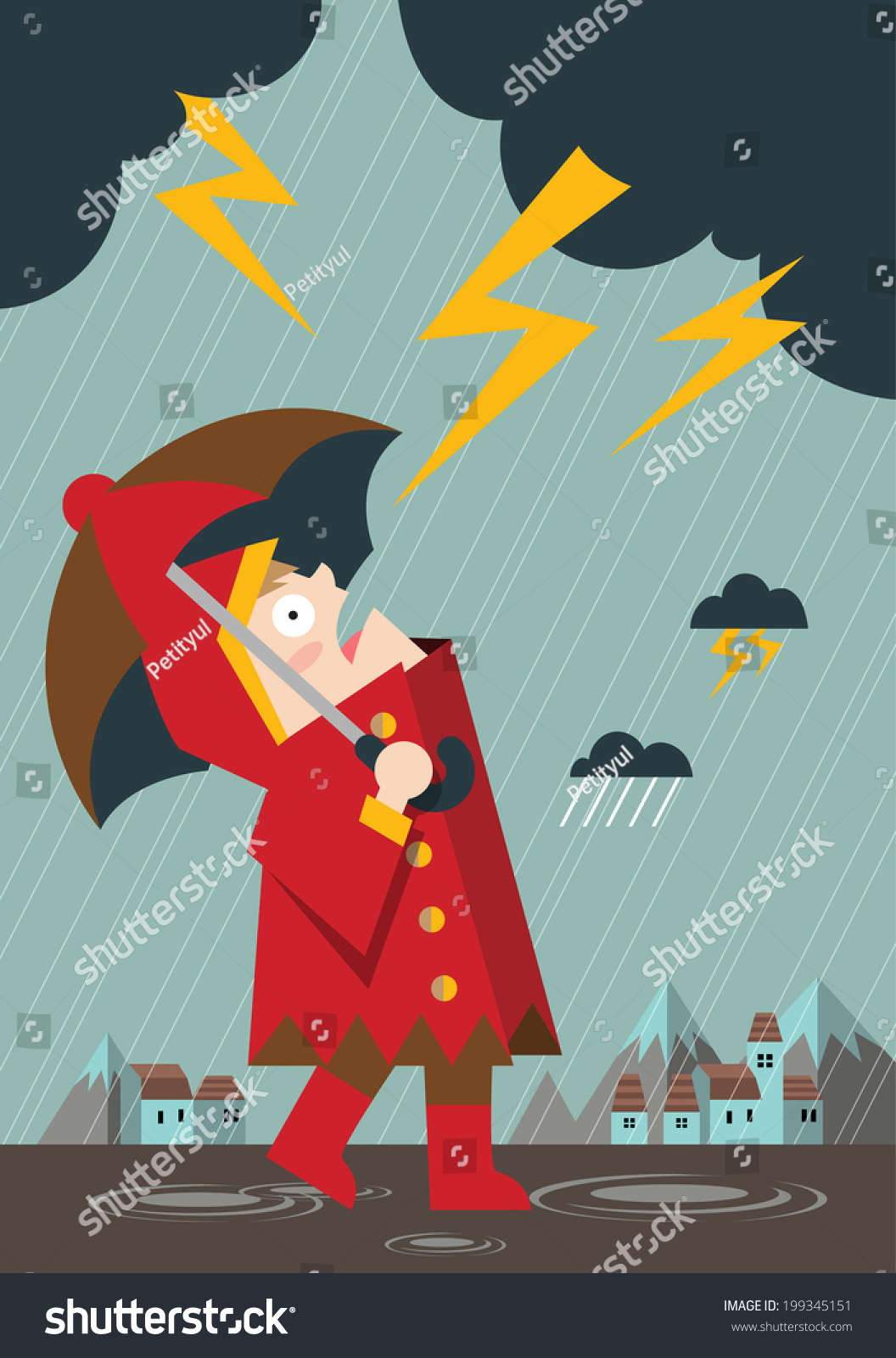 Rain Thunder Stock Vector (Royalty Free) 199345151 | Shutterstock