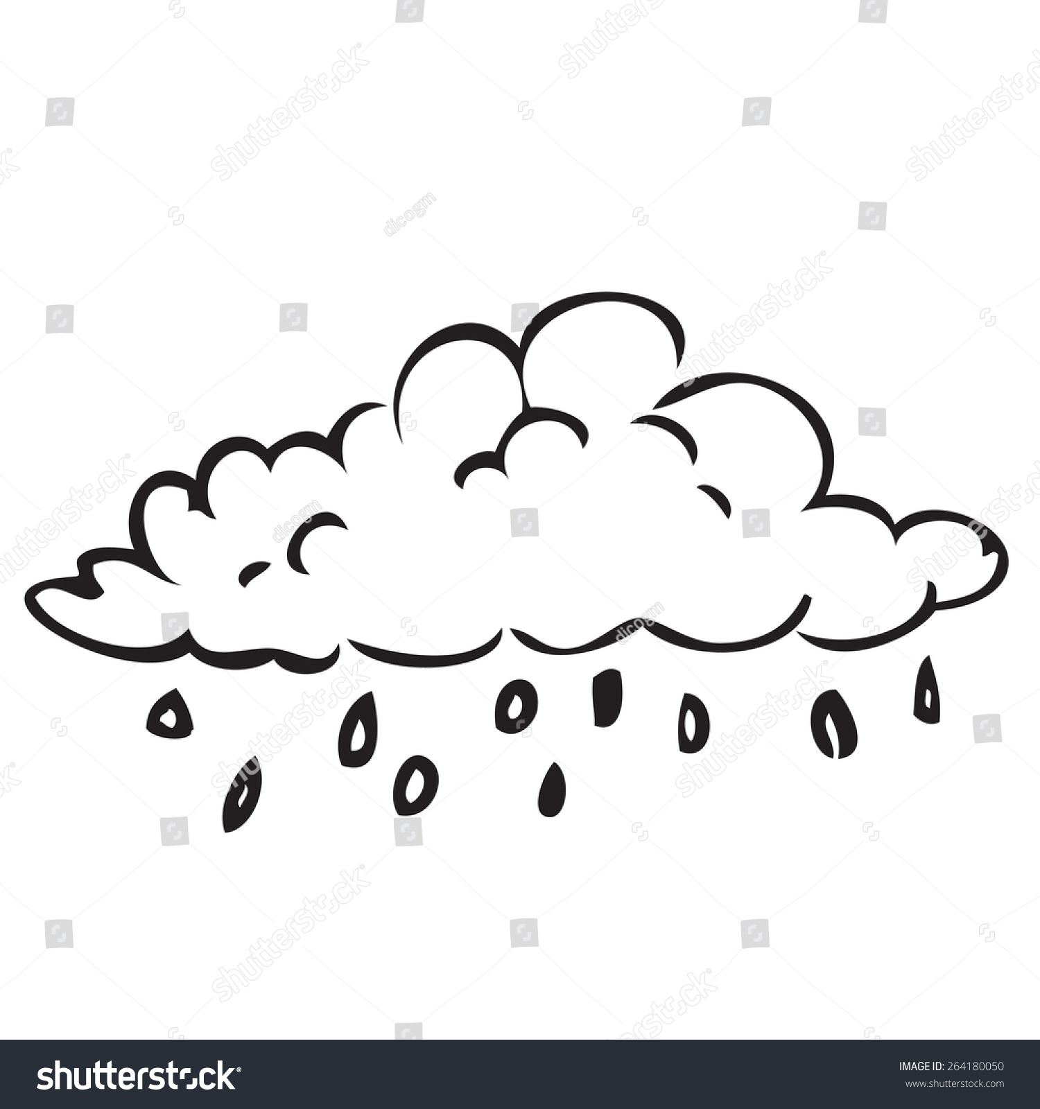 Rain Cloud Doodle Stock Vector 264180050 - Shutterstock