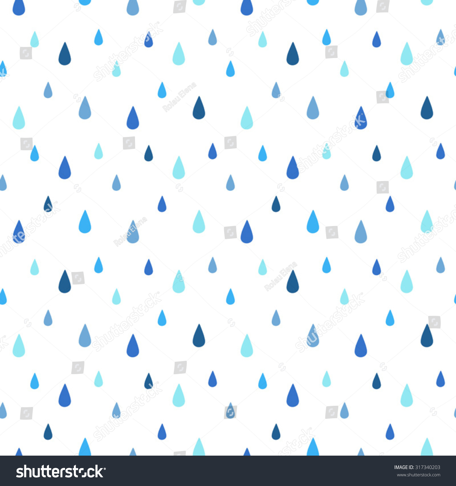 Rain Seamless Vector Pattern. Falling Water Drops. Shades Of Blue ...