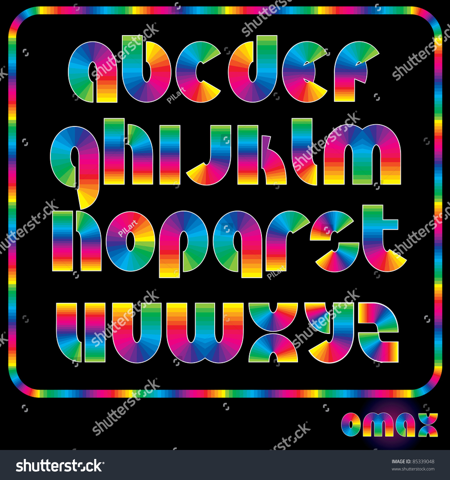 Rainbow Alphabet Multicolored Shiny Vector Font Stock Vector 85339048 ...