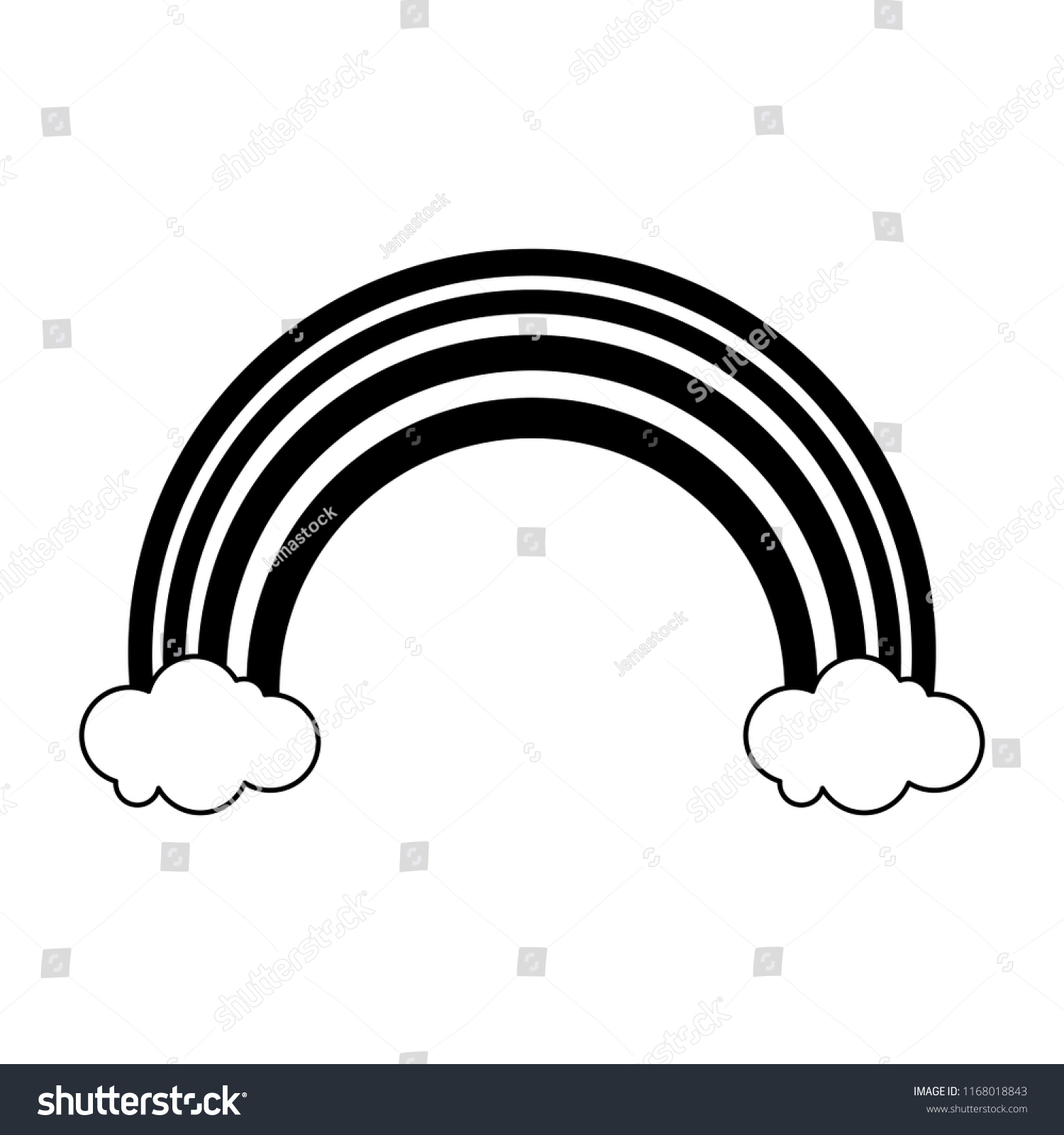 Rainbow and clouds in black and white