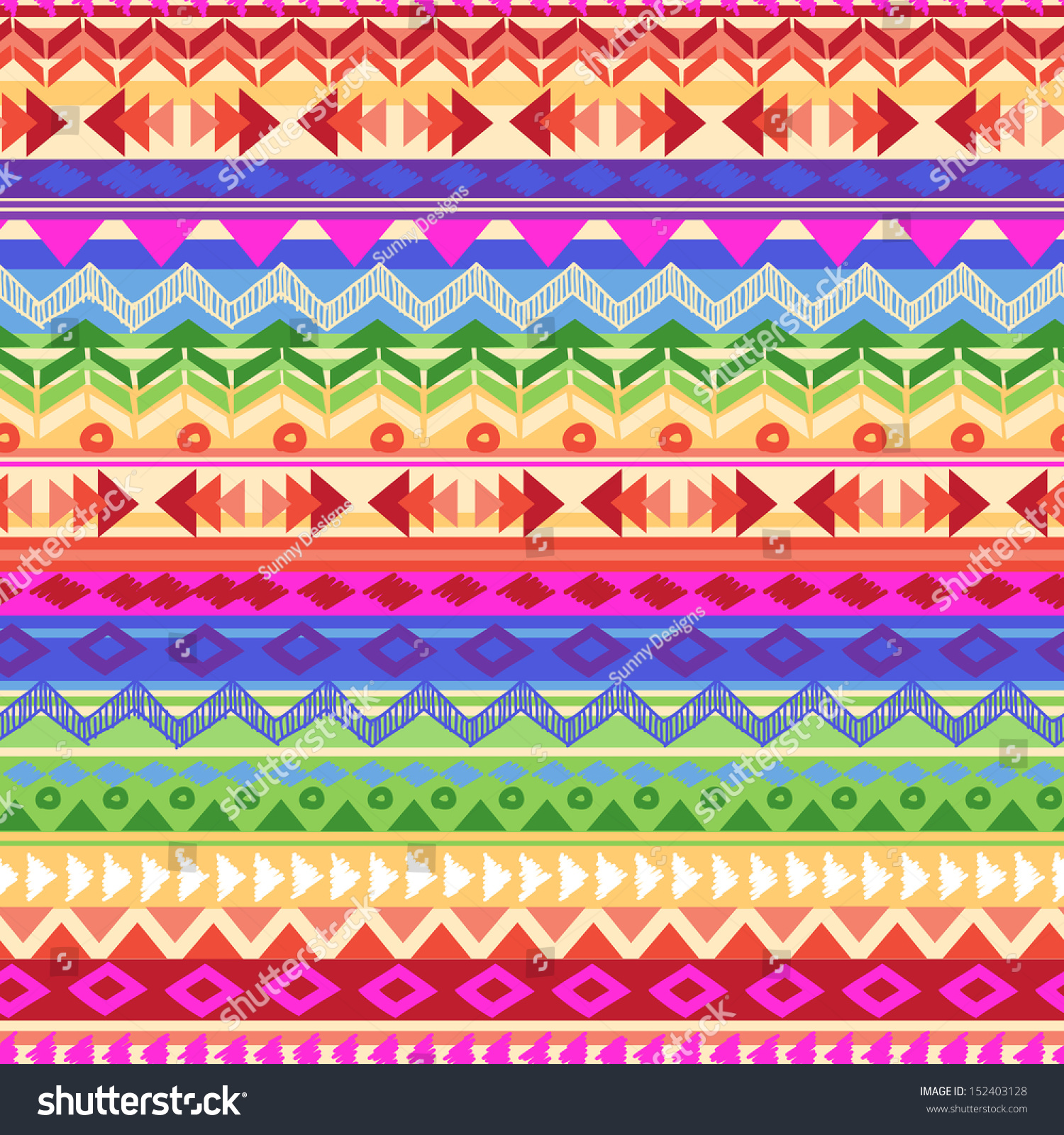 Rainbow Aztec Stripe Seamless Background Stock Vector 152403128 ...