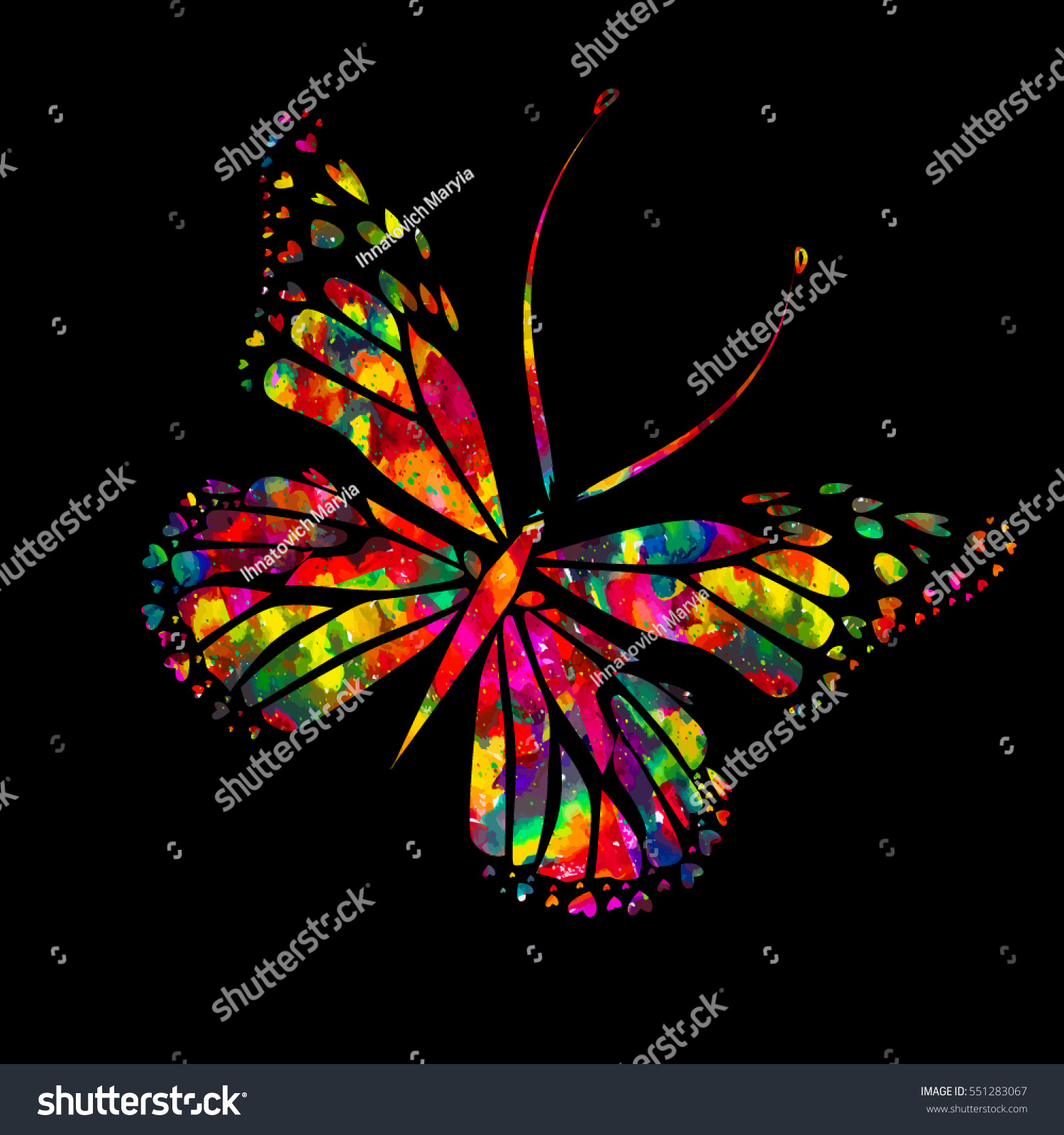 Download Rainbow Butterfly Vector Stock Vector 551283067 - Shutterstock