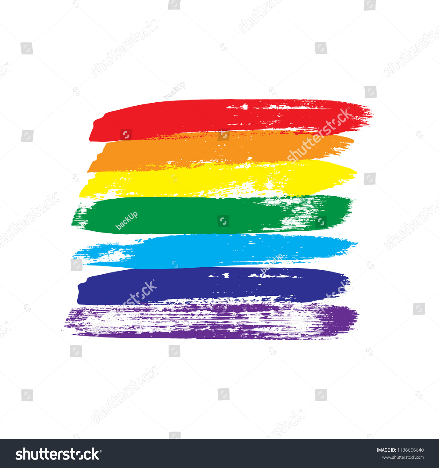 Rainbow Color Brush Strokes Isolated On Stock Vector (Royalty Free ...