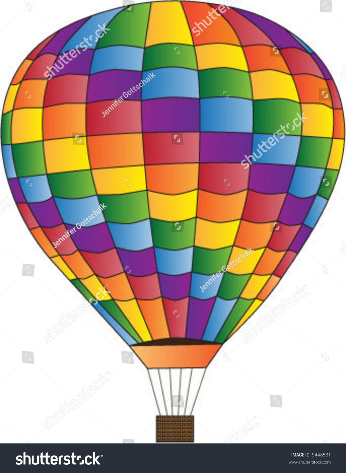 Rainbow Colored Hot Air Balloon Stock Vector 9448531 - Shutterstock