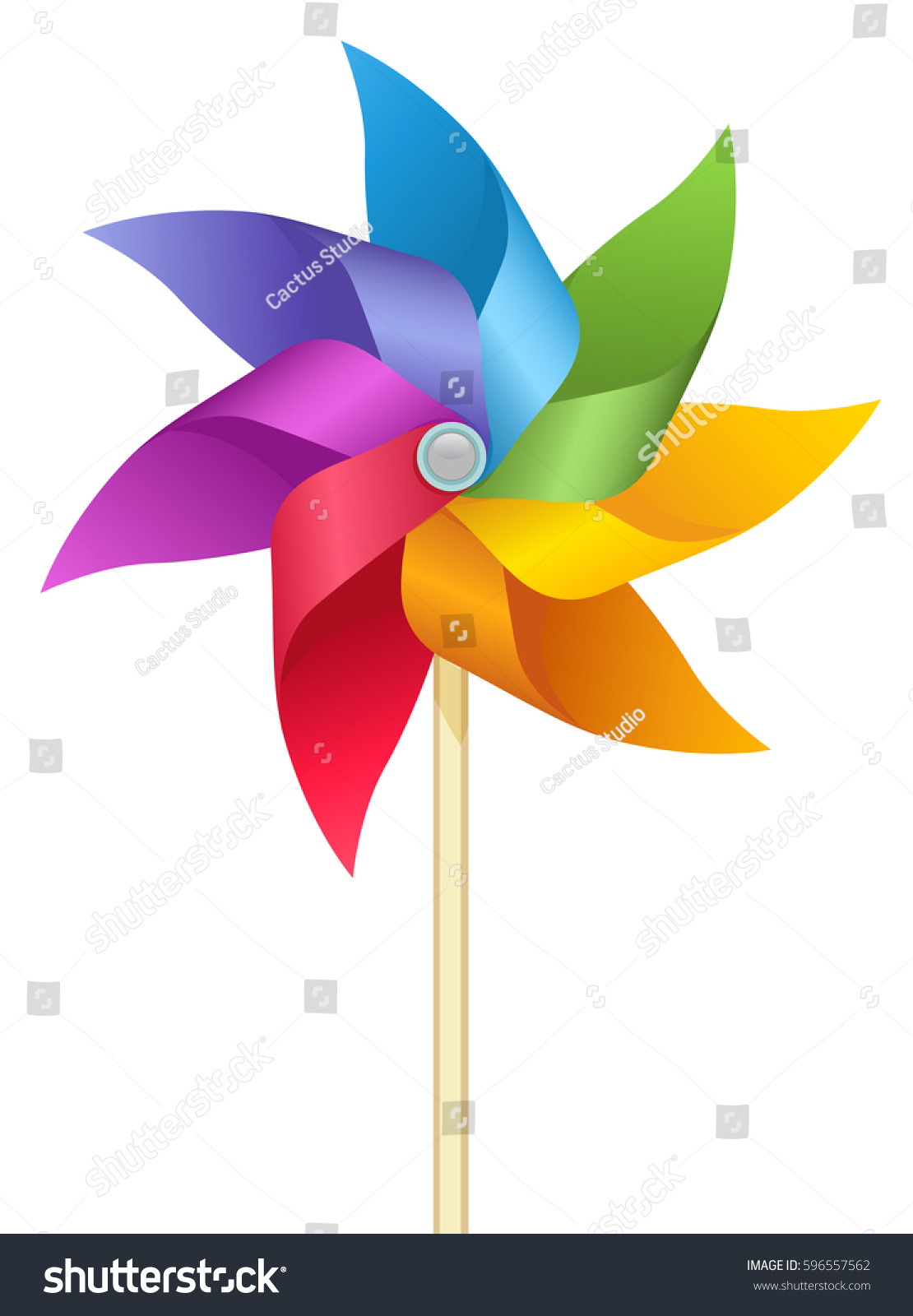 Rainbow Colored Vector Windmill Illustration Stock Vector 596557562 ...