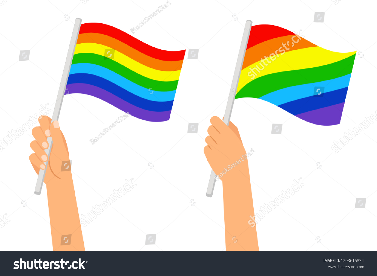 Rainbow Flag Hand Pride Flag Hand Stock Vector Royalty Free 1203616834