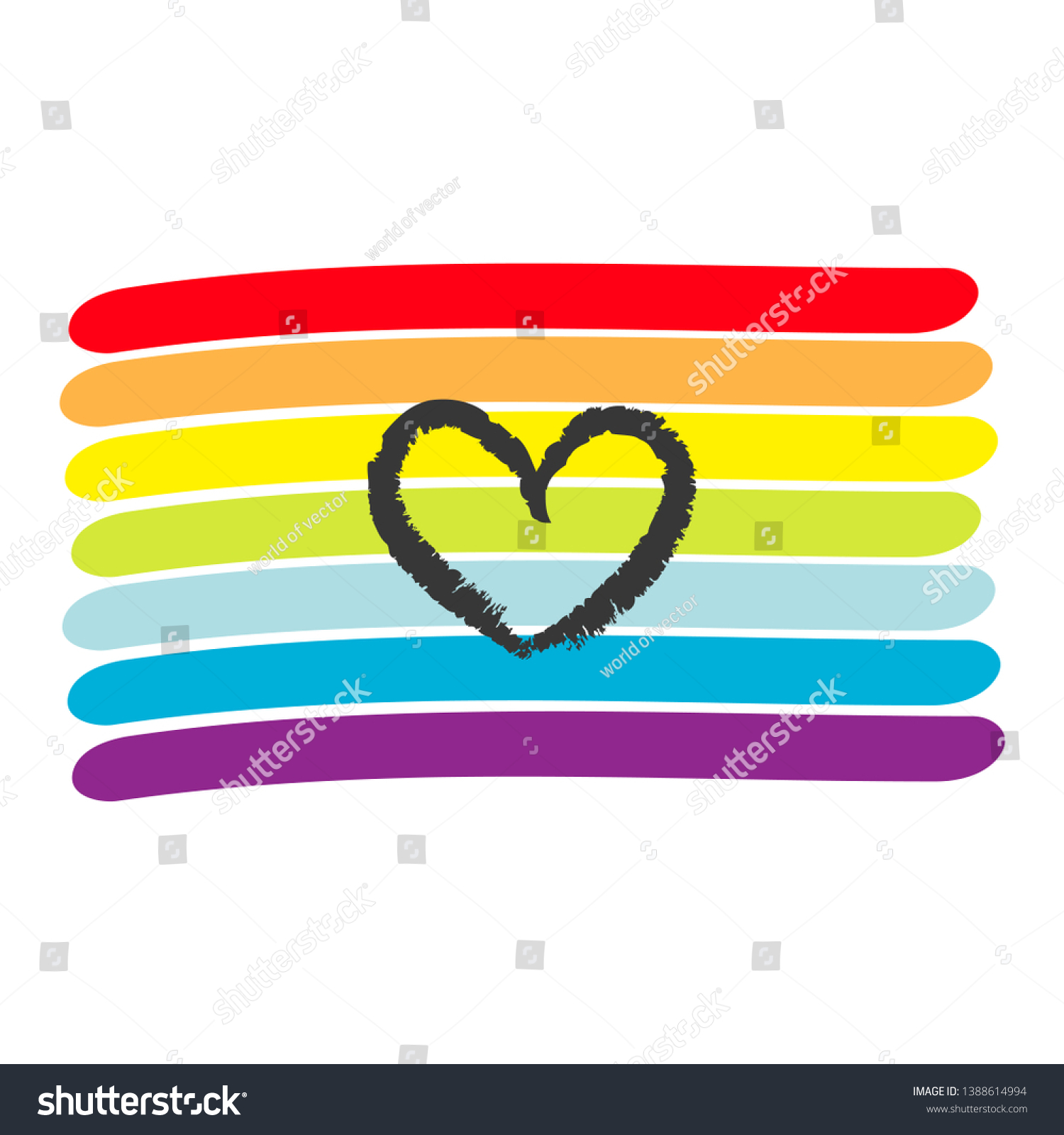 Rainbow Flag Lgbt Gay Symbol Heart Stock Vector Royalty Free 1388614994 8709