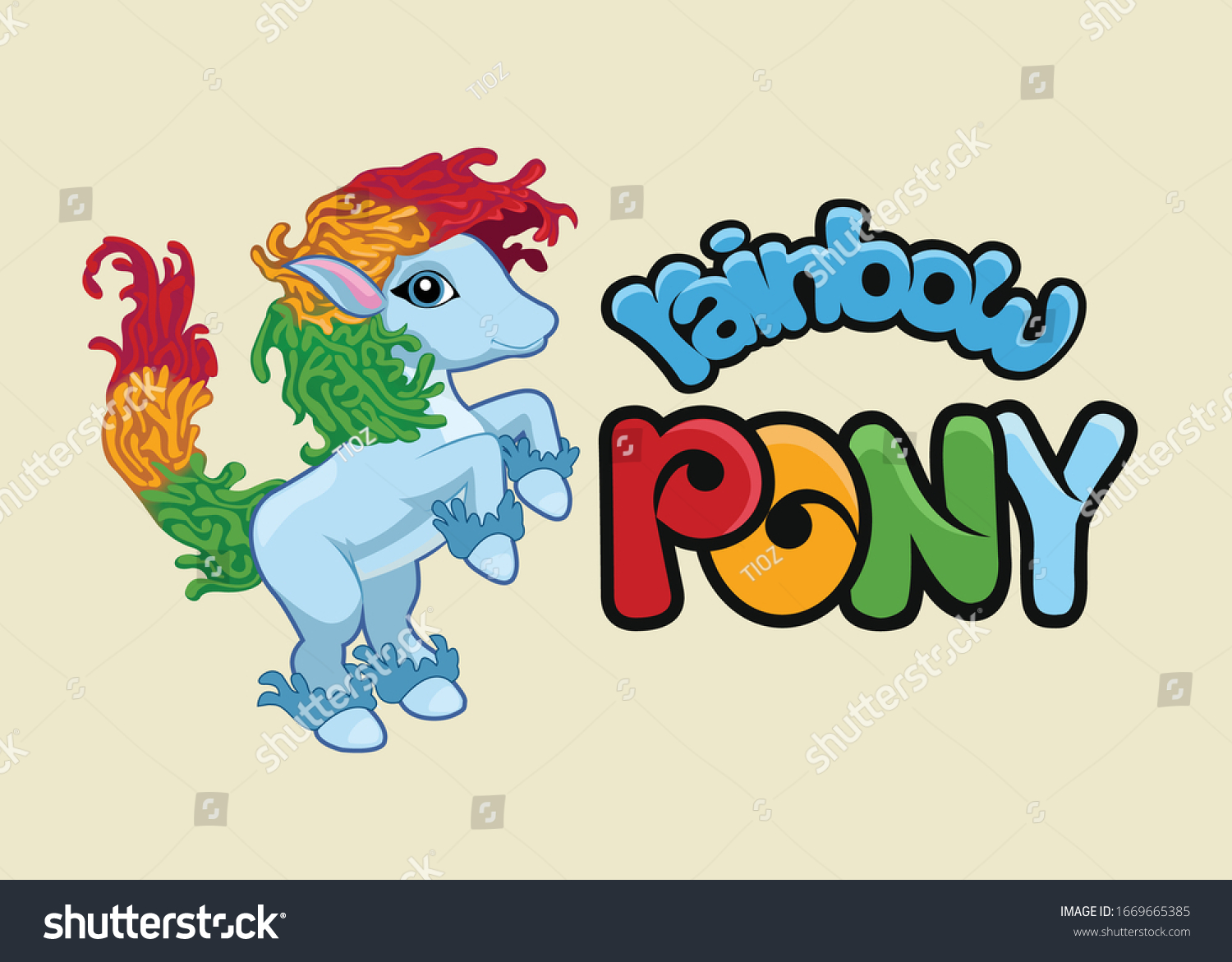 SVG of rainbow pony vector illustration for mascot, model for toy or doll company svg