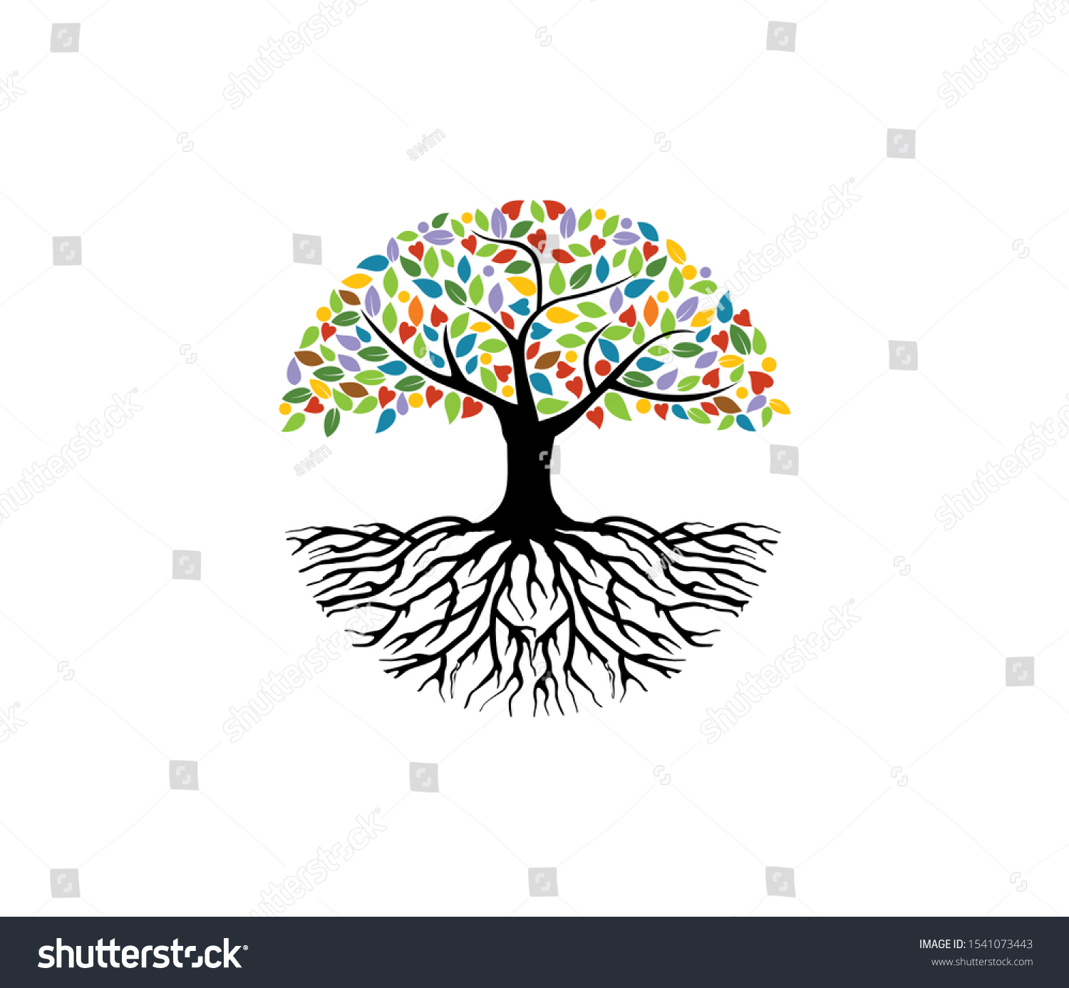 Rainbow Tree Roots Vector Tree Round Stock Vector (royalty Free 