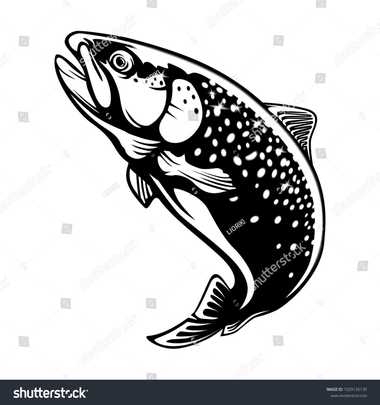 Rainbow Trout Jumping Out Watersalmon Fish Stock Vector (Royalty Free ...