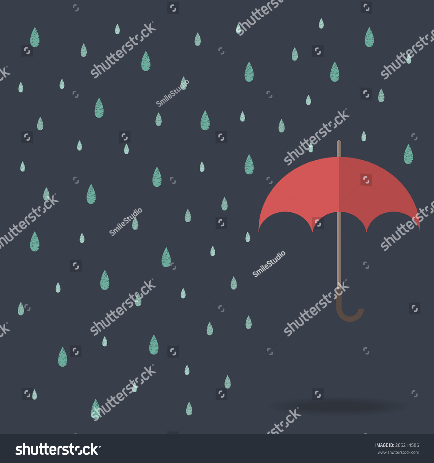 Raindrop Background With Red Umbrella Stock Vector Illustration ...