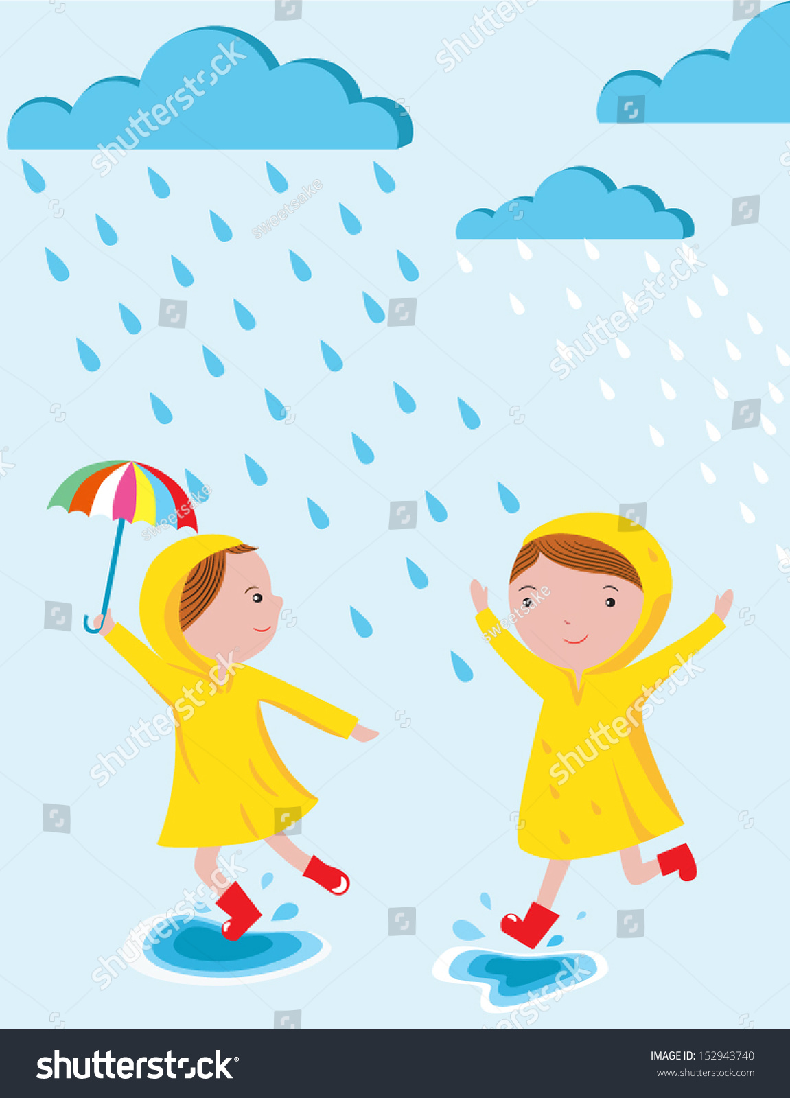 Rainy Days Kids Stock Vector 152943740 - Shutterstock