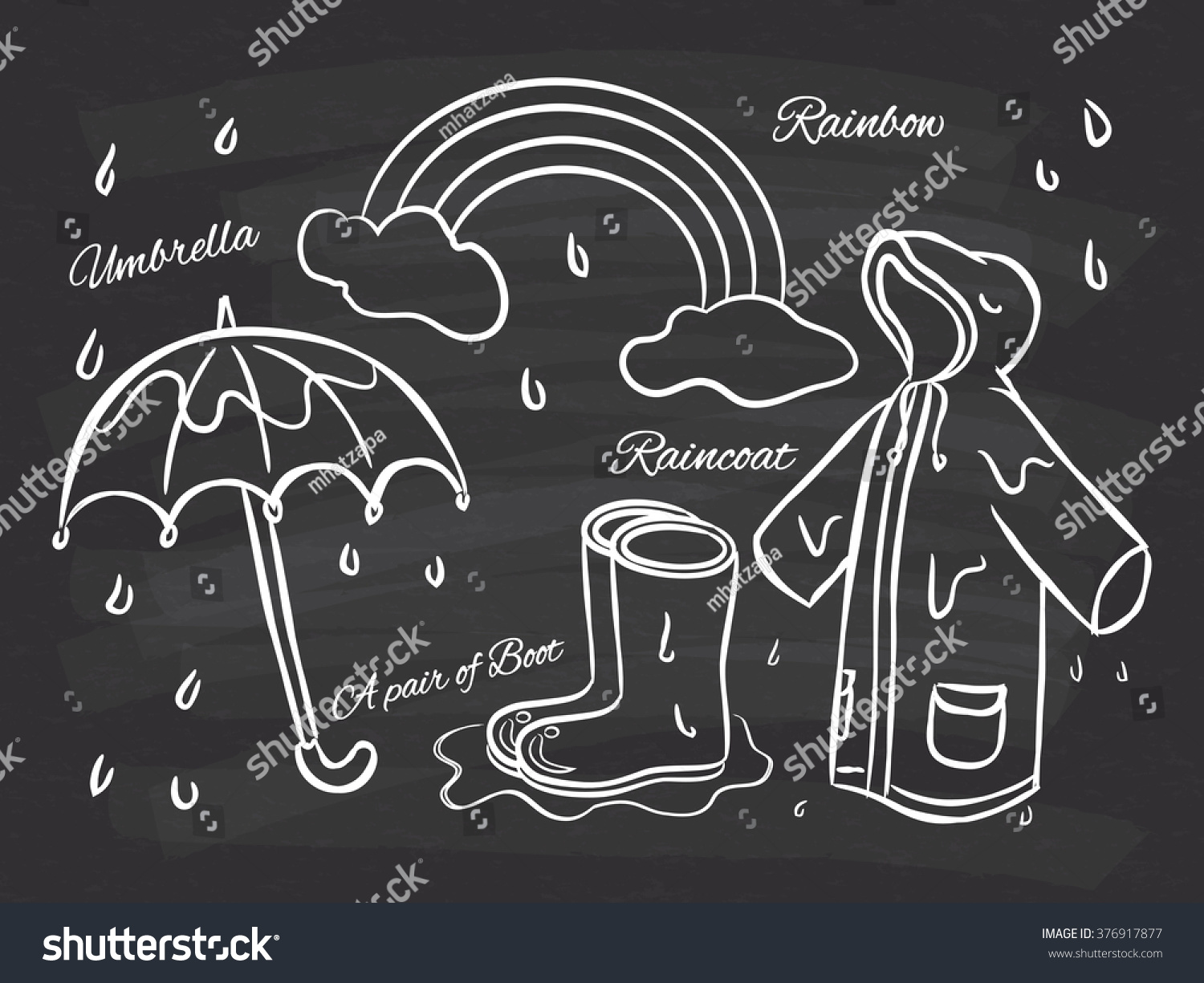 Rainy Season Doodle On Chalkboard Background Stock Vector (Royalty Free ...