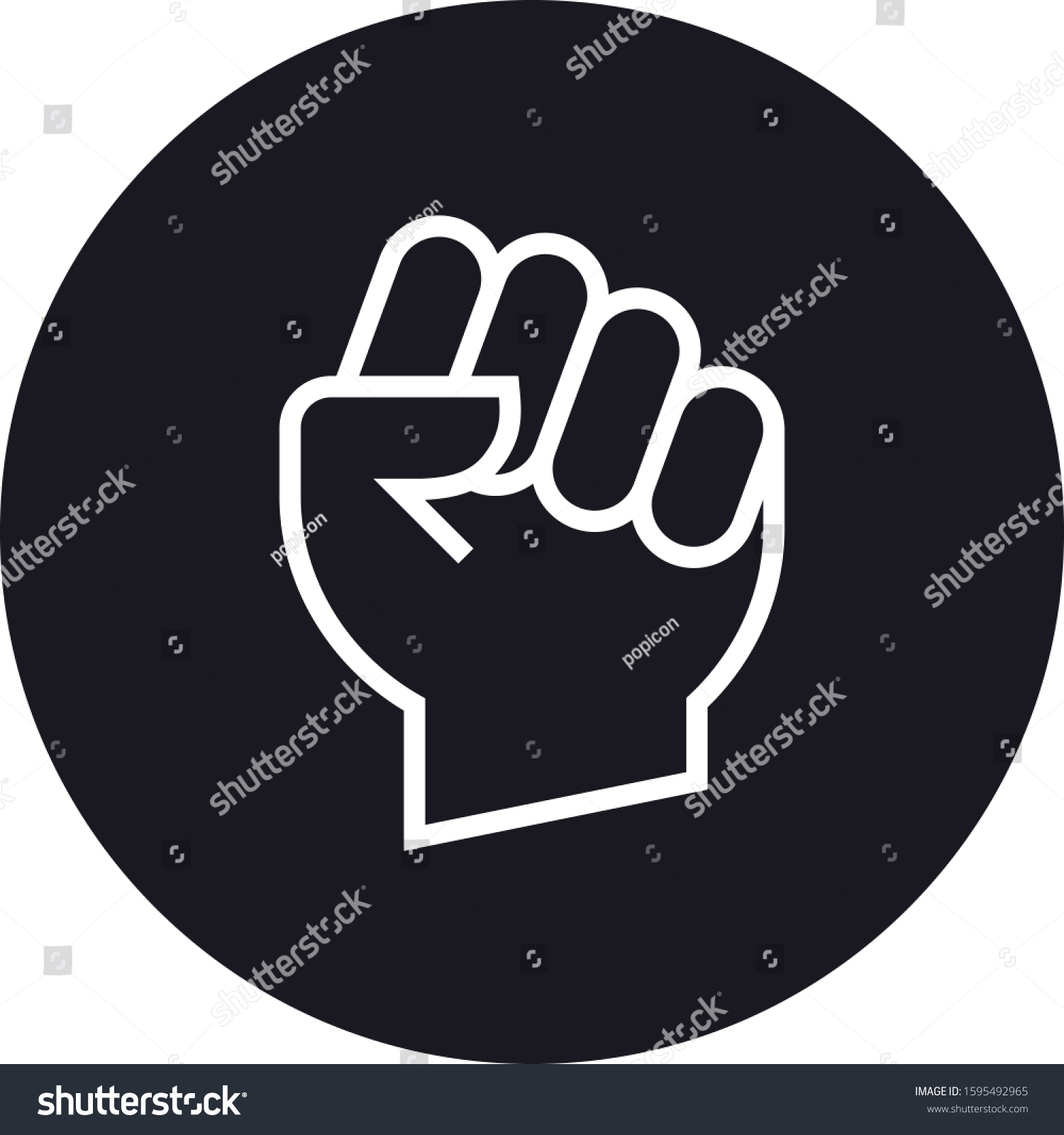 Vektor Stok Raised Fist Hand Gesture Outline Icon Tanpa Royalti Shutterstock