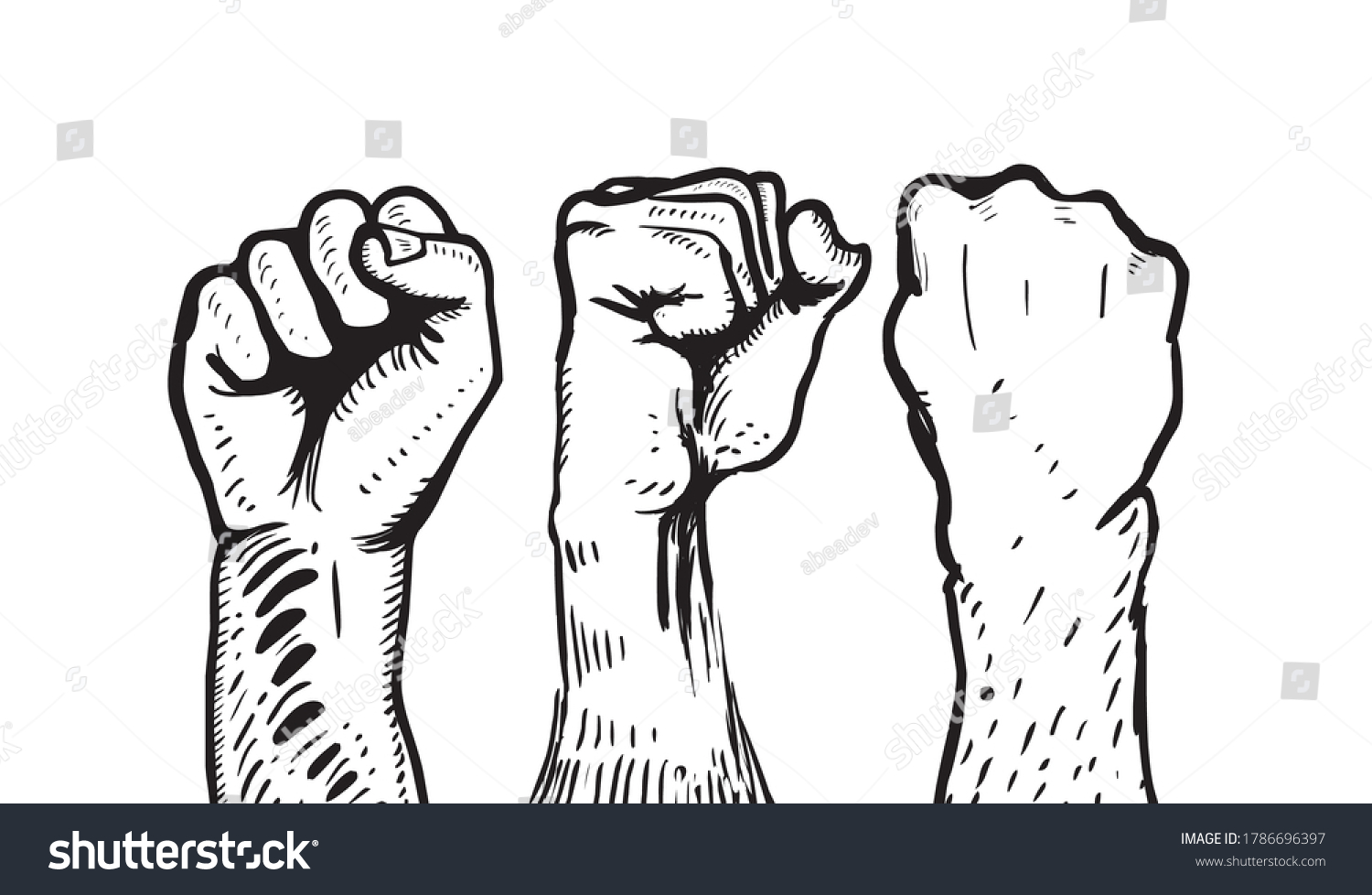 Raised Fist Illustration Symbol Victory Strength Stock Vector Royalty Free 1786696397