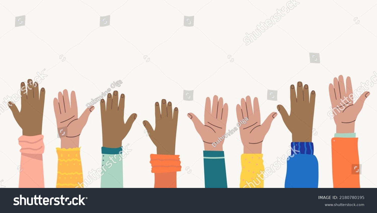 Raised Hands People Different Nationalities Races Stock Vector (Royalty ...