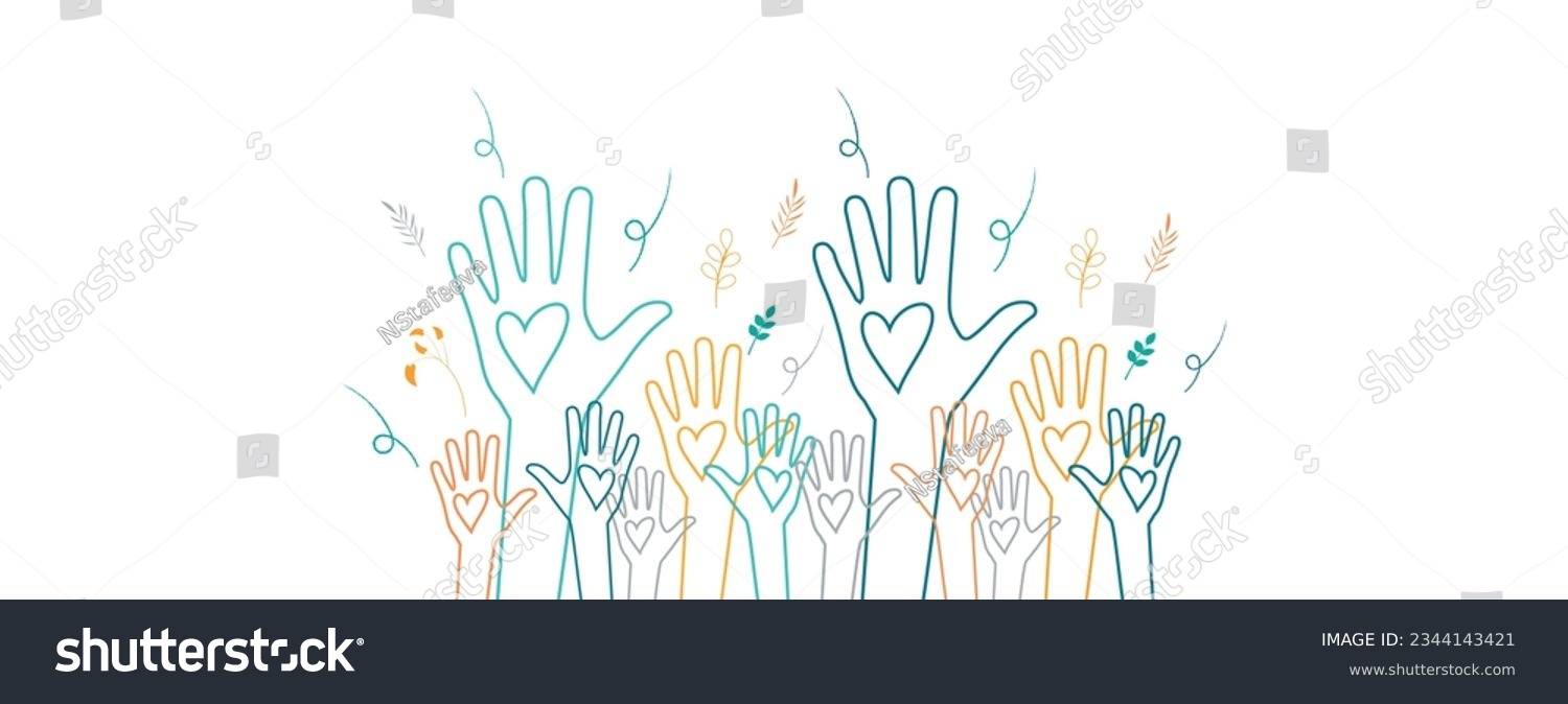 SVG of Raised hands. Volunteering, teamwork concert.	 svg