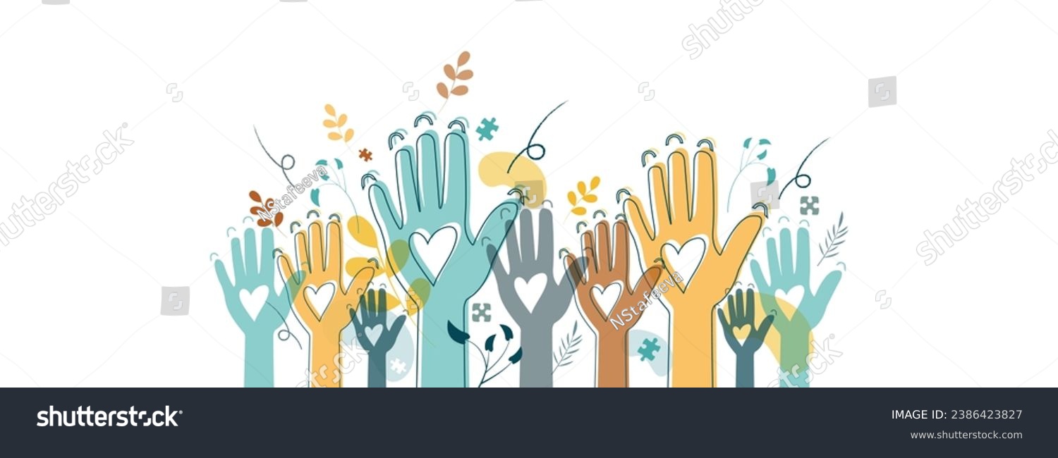 SVG of Raised hands. Volunteering, teamwork concert. svg