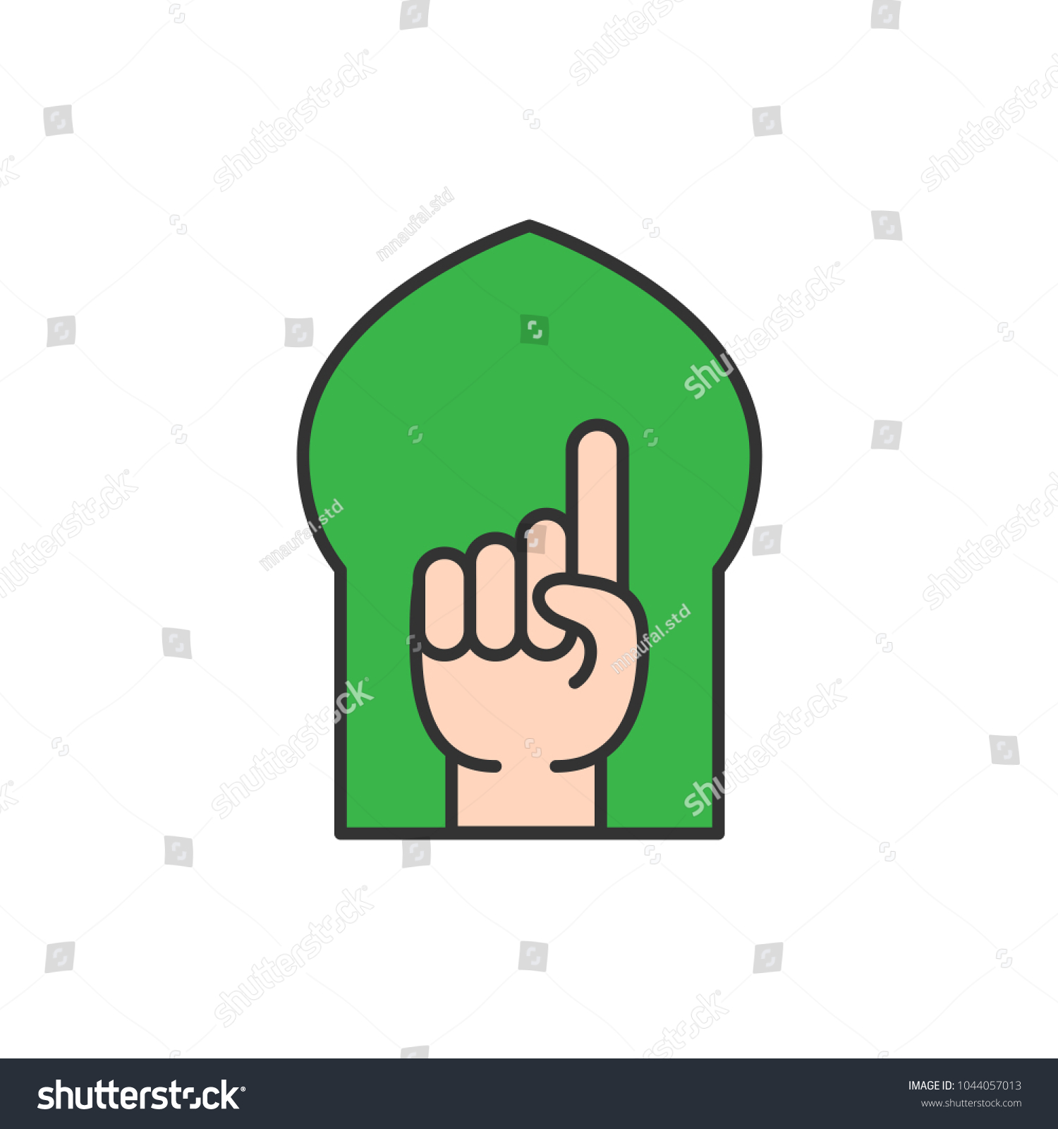 Raising Index Finger Tauhid Symbol Islam Stock Vector Royalty Free