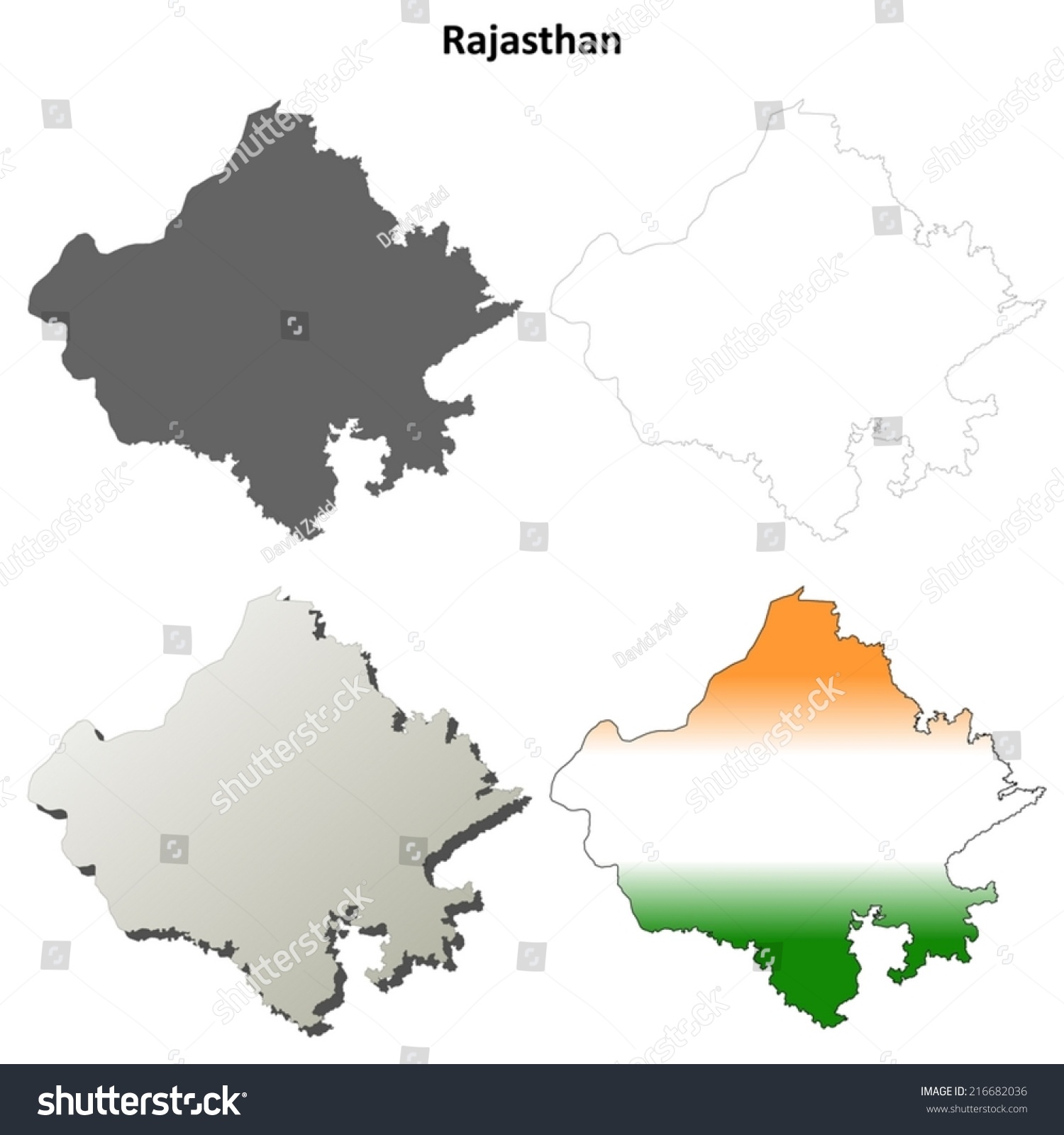 Rajasthan Blank Detailed Outline Map Set Stock Vector 216682036 ...