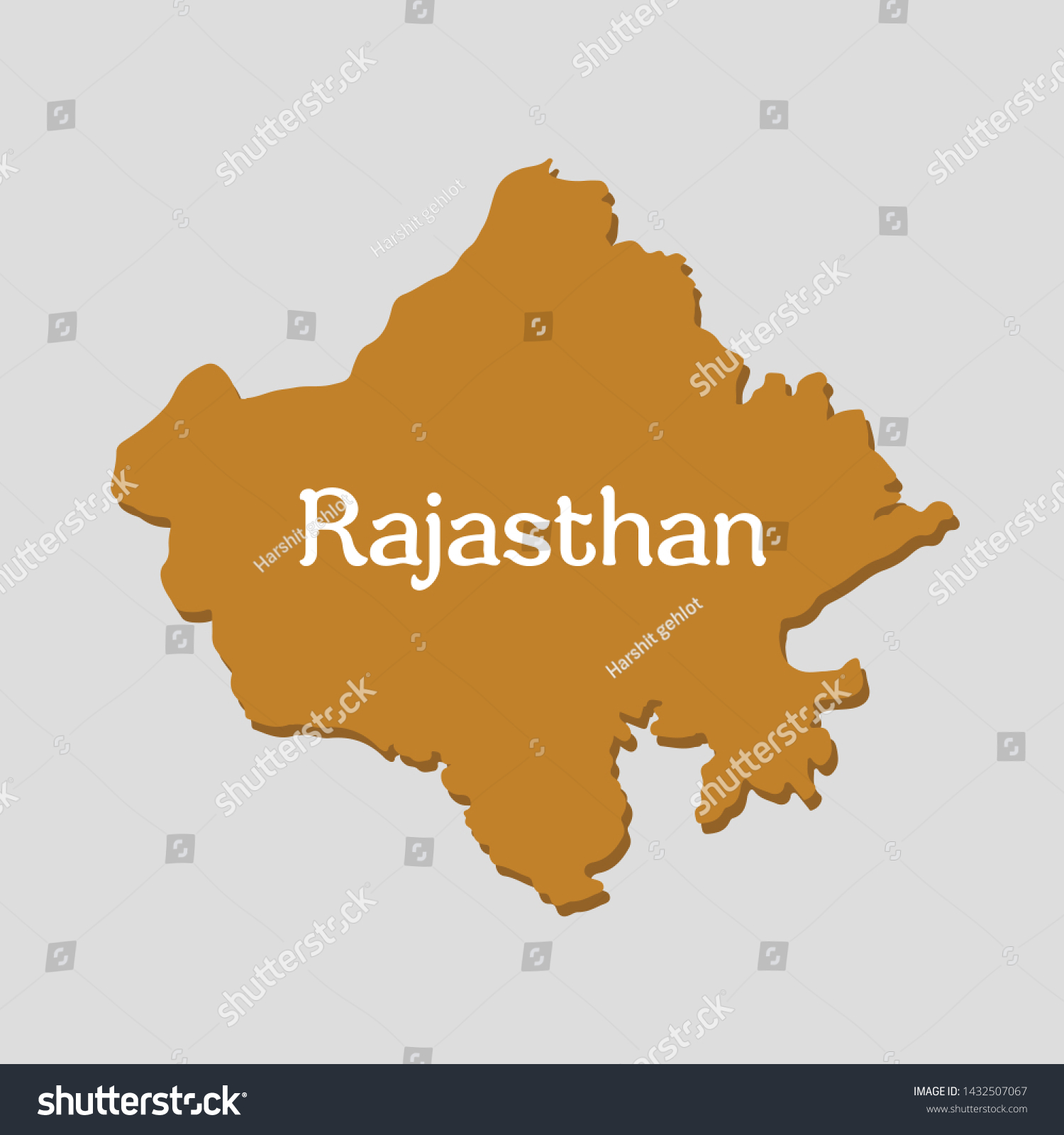 Rajasthan Map Flat Vactor Design State Stock Vector (Royalty Free ...