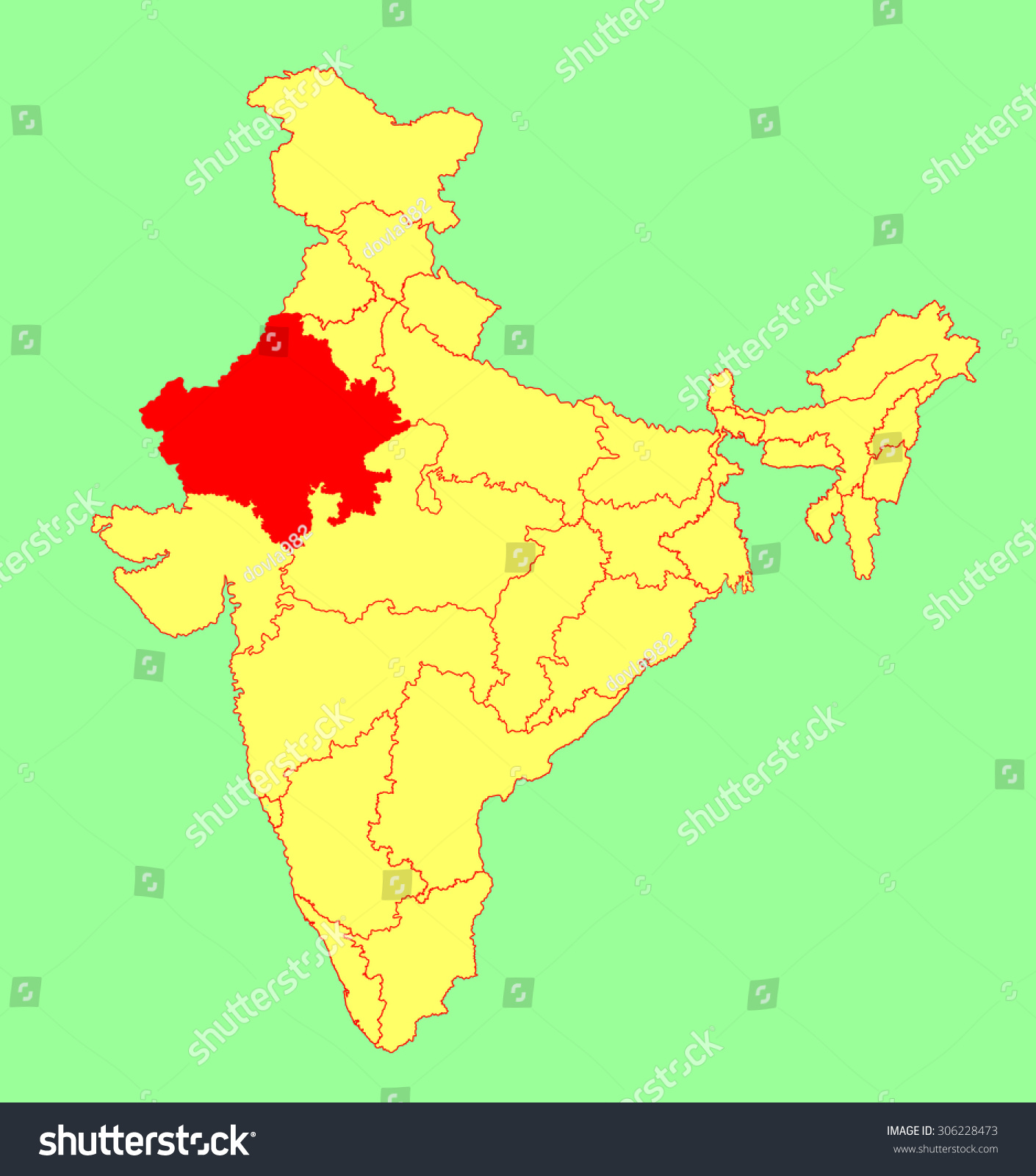 Rajasthan Map In India Rajasthan State India Vector Map Silhouette Stock Vector (Royalty Free)  306228473 | Shutterstock