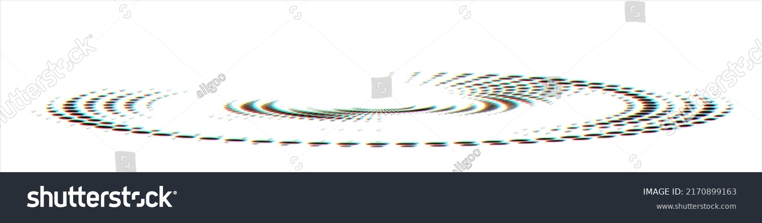 SVG of Rakishly twisted polka dot CMYK spiral at an angle, rgb shift glitch effect, confetti effect. Vector. svg