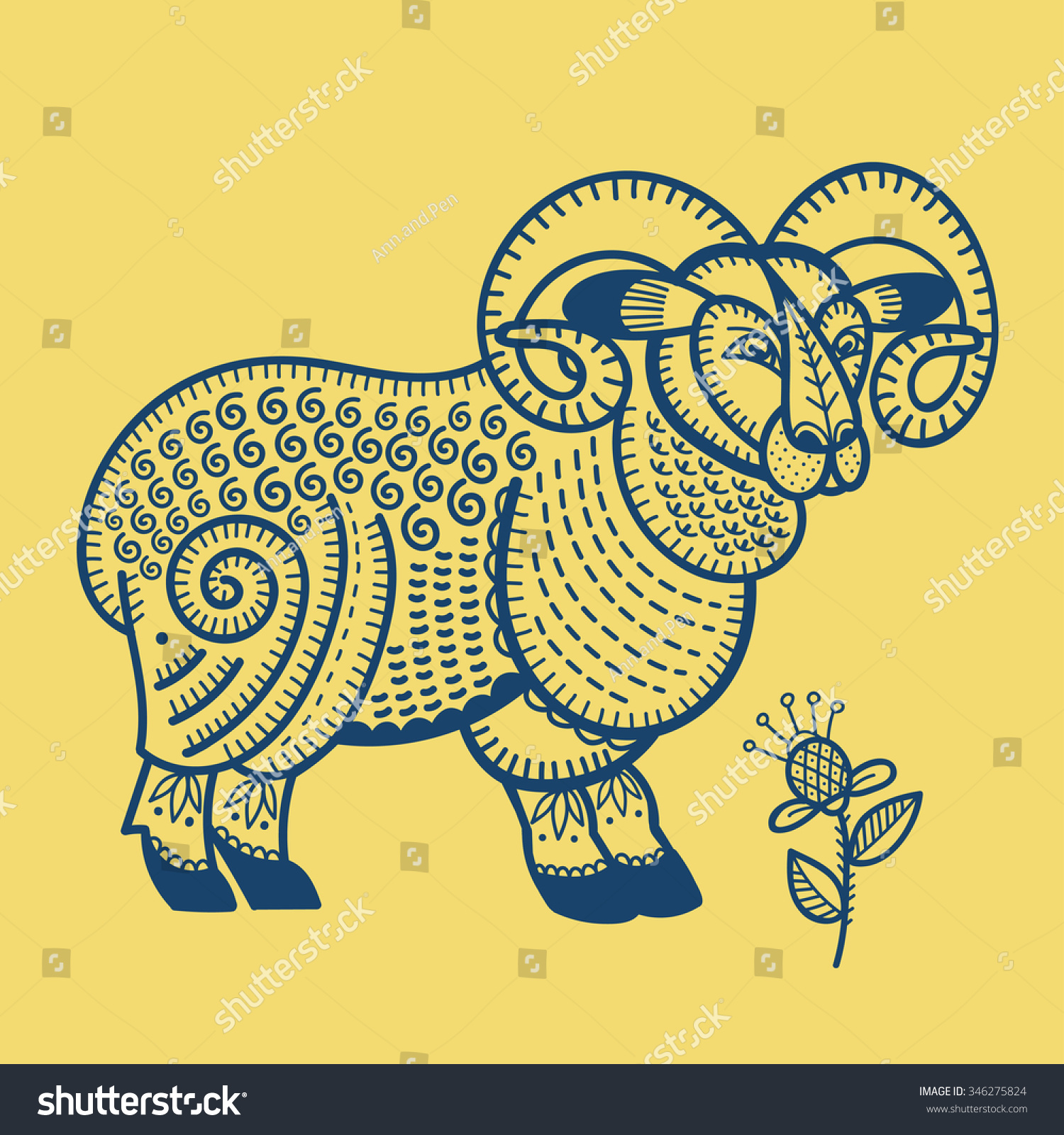 Ram Animal Sheep Totem Animal Vector Stock Vector (Royalty Free ...