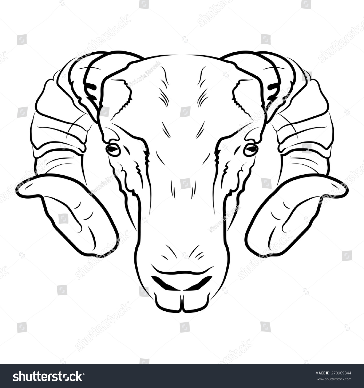 Ram Head Logo Icon White Mascot Stock Vector (Royalty Free) 270969344