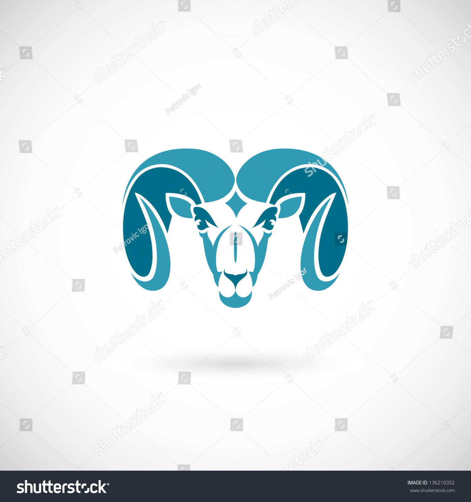 Ram Head Vector Illustration Stock Vector 136210352 - Shutterstock