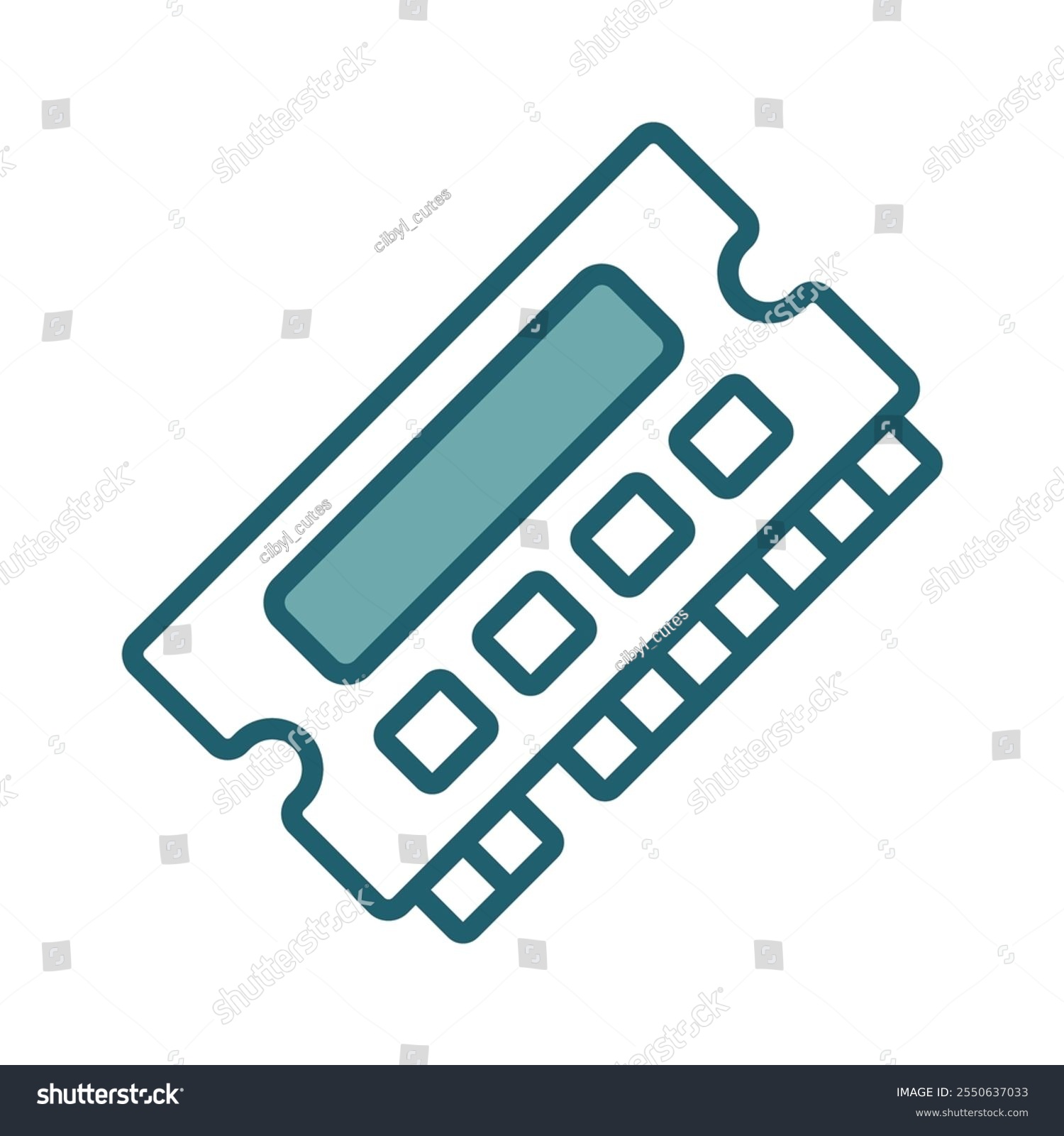 teal ram memory chip icon clip art preview