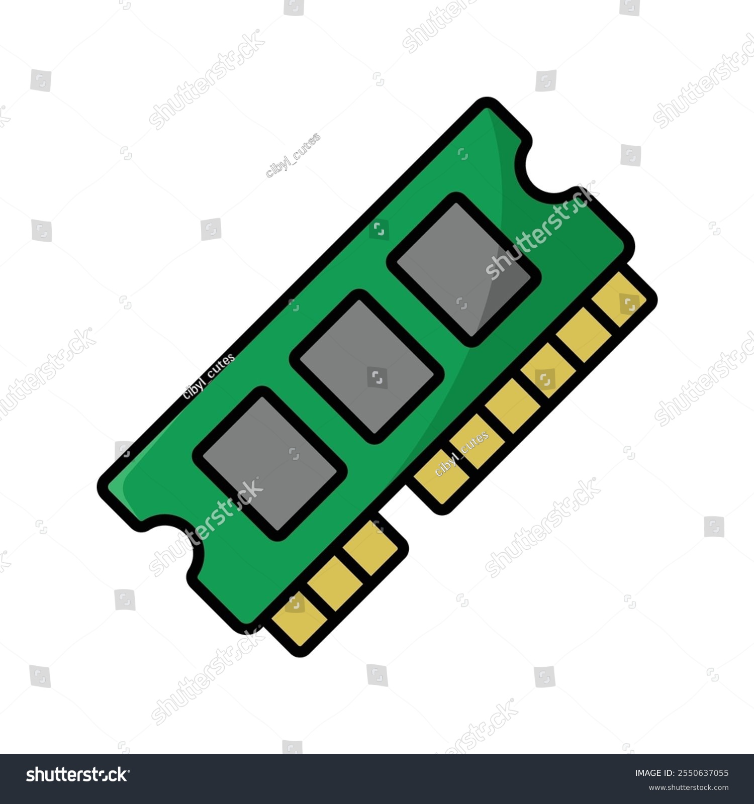 green ram memory chip, computer component clip art preview