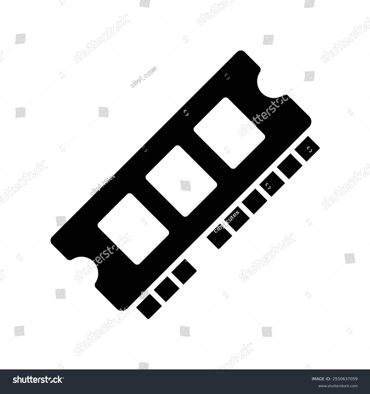 black ram memory module icon on white clip art preview