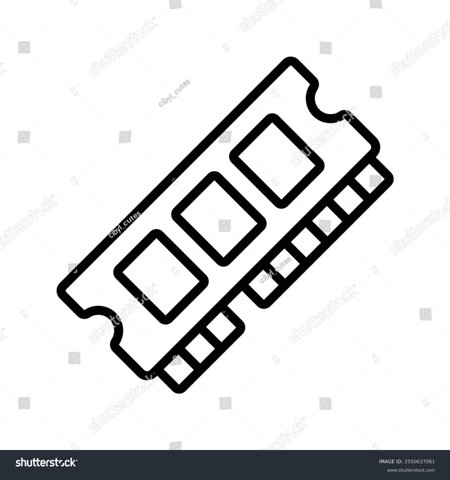 black ram memory module outline clip art preview