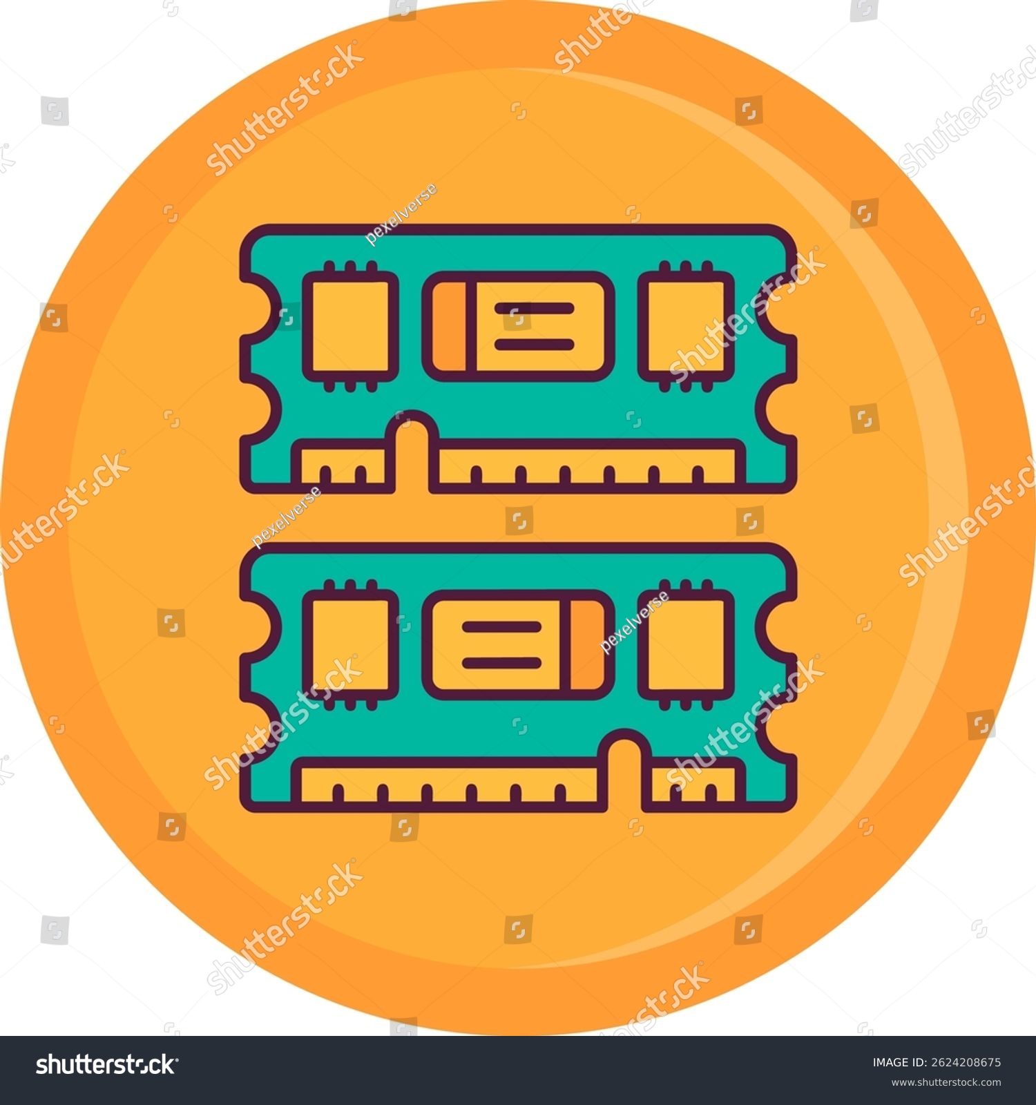 ram memory modules in orange circle clip art preview